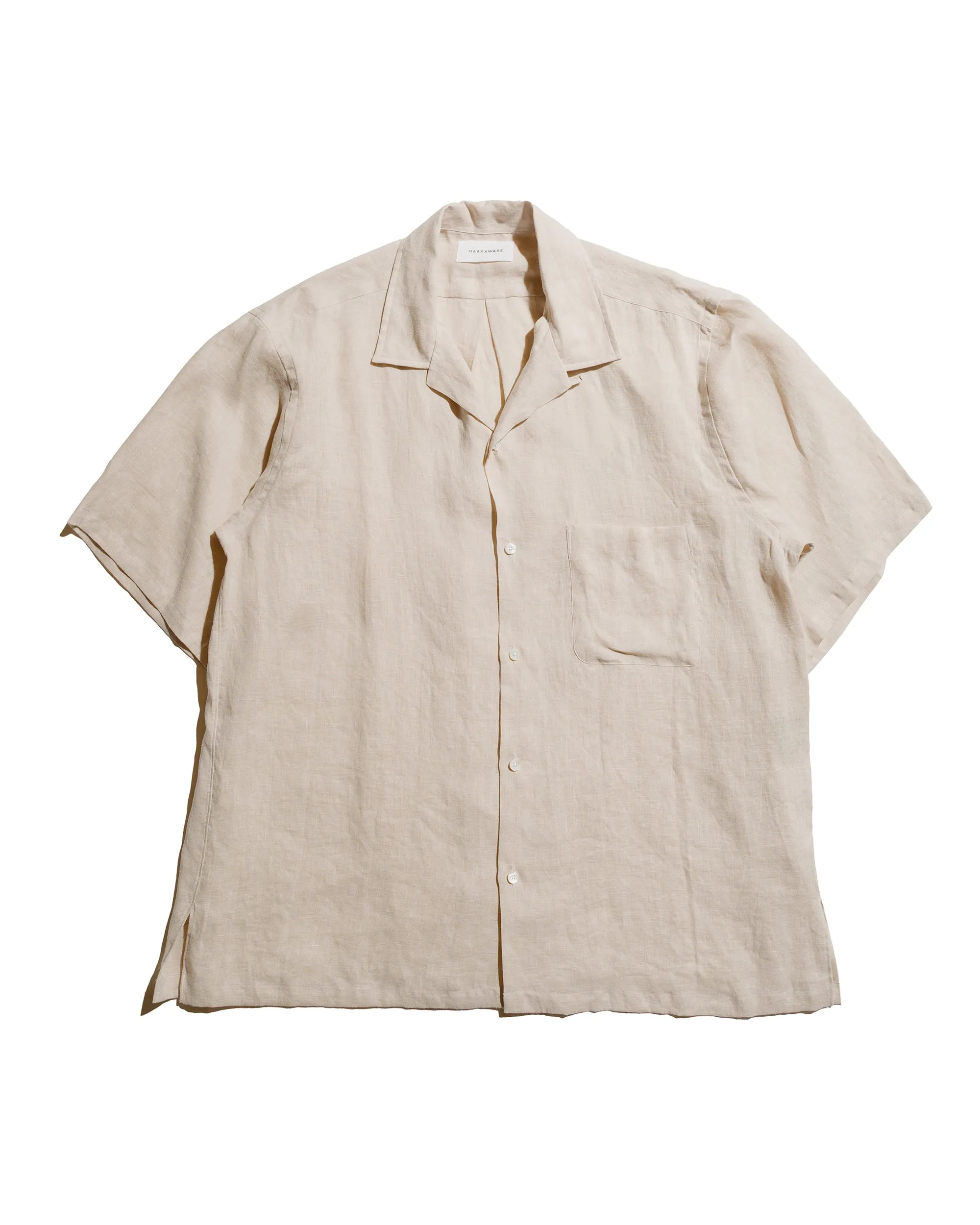 MARKAWARE New Open Collar S/S Shirt Hemp Shirting Taupe sold by Lost & Found