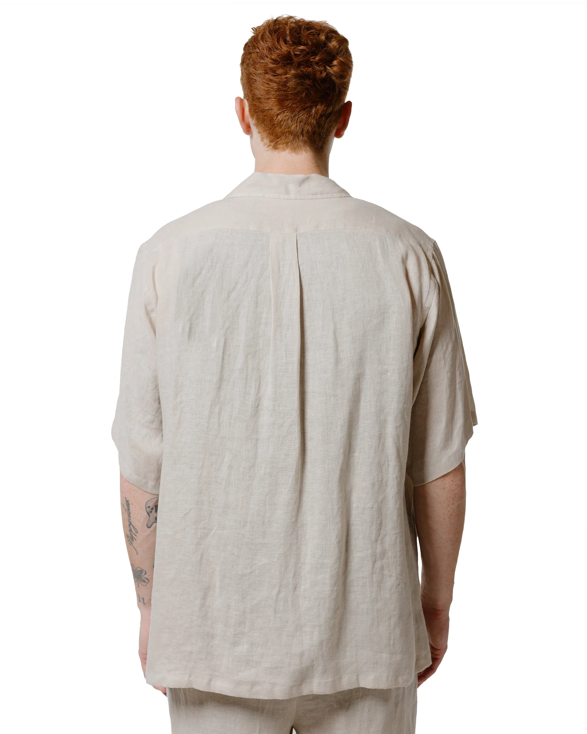 MARKAWARE New Open Collar S/S Shirt Hemp Shirting Taupe sold by Lost & Found product image thumbnail 3