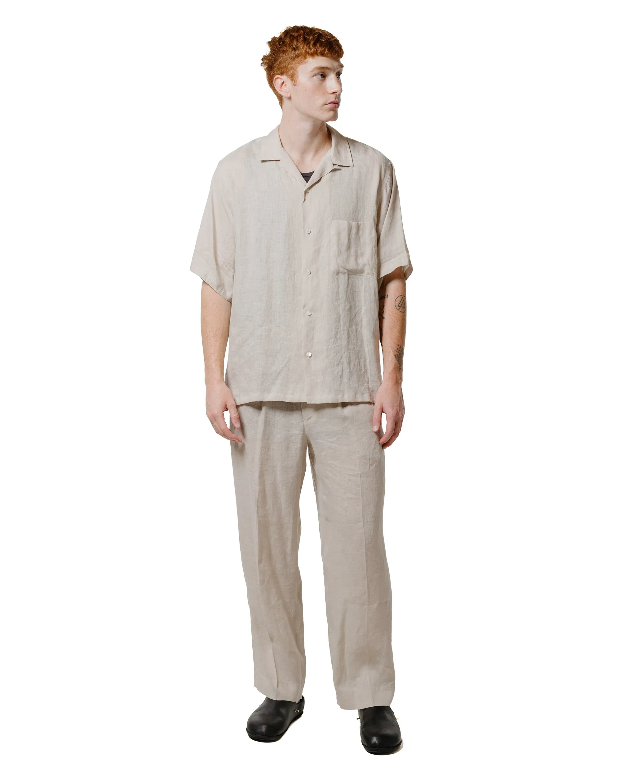 MARKAWARE New Open Collar S/S Shirt Hemp Shirting Taupe sold by Lost & Found product image thumbnail 4