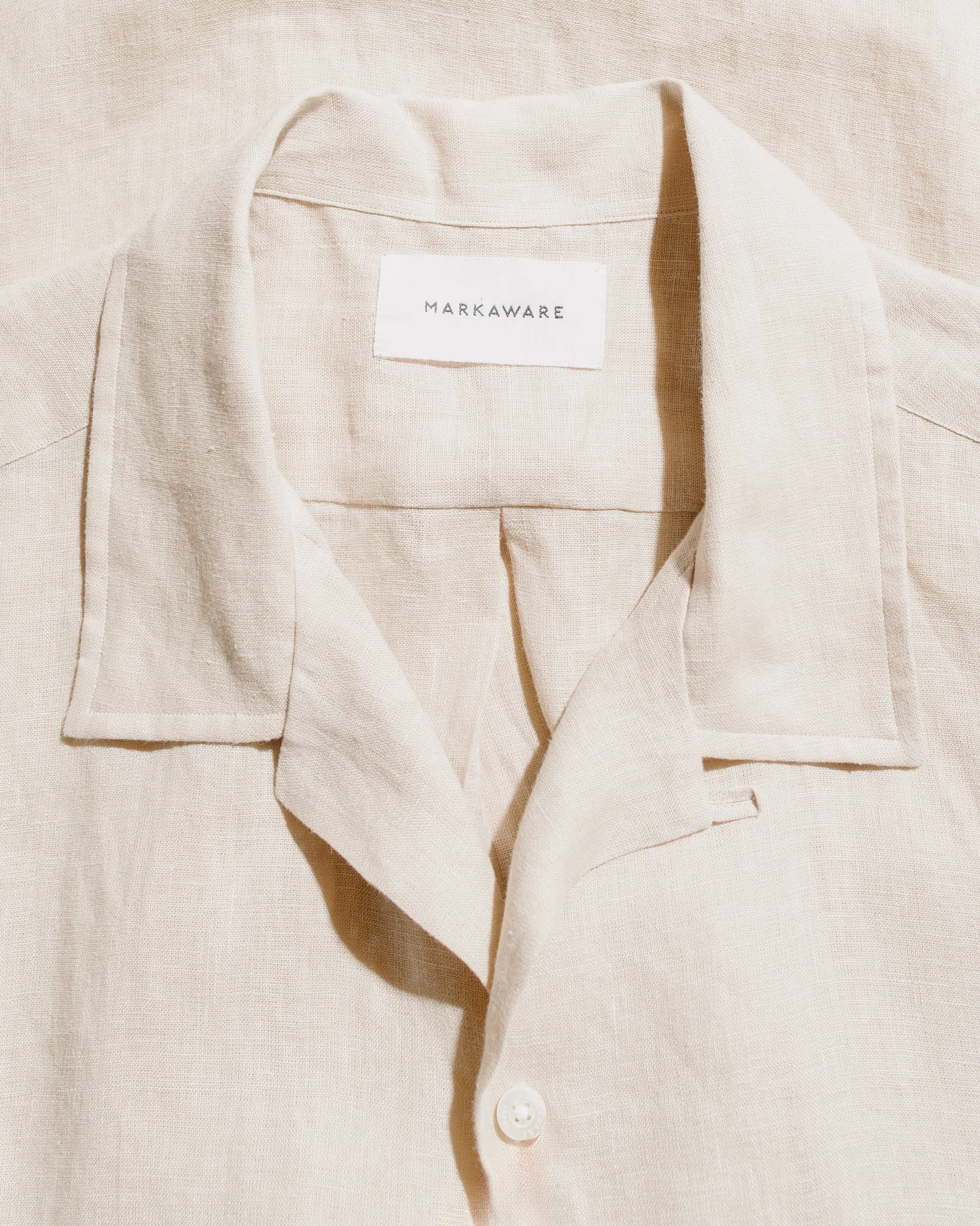 MARKAWARE New Open Collar S/S Shirt Hemp Shirting Taupe sold by Lost & Found product image thumbnail 5