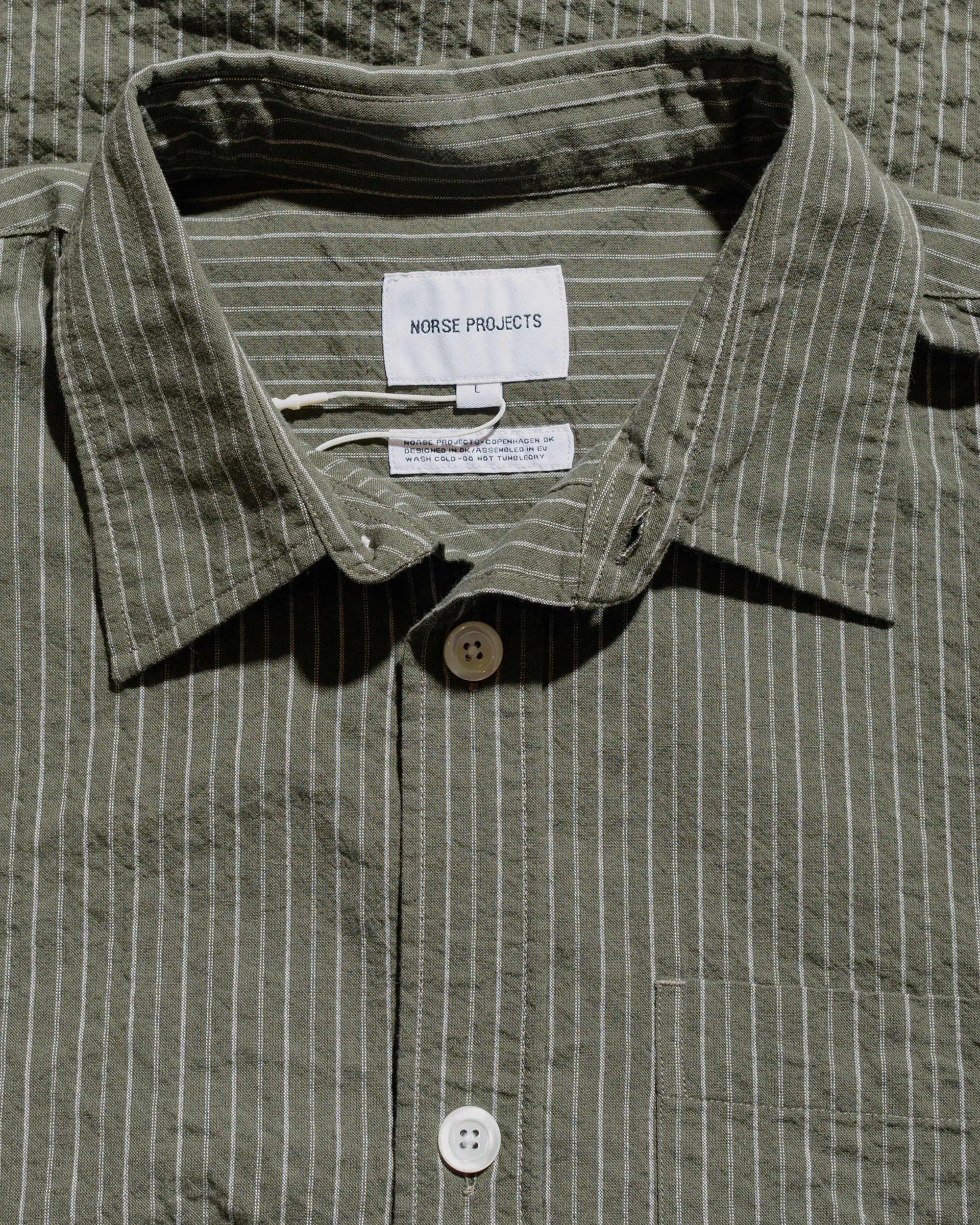 Norse Projects Ole Oversized Striped SS Shirt Moss Green sold by Lost & Found product image thumbnail 5