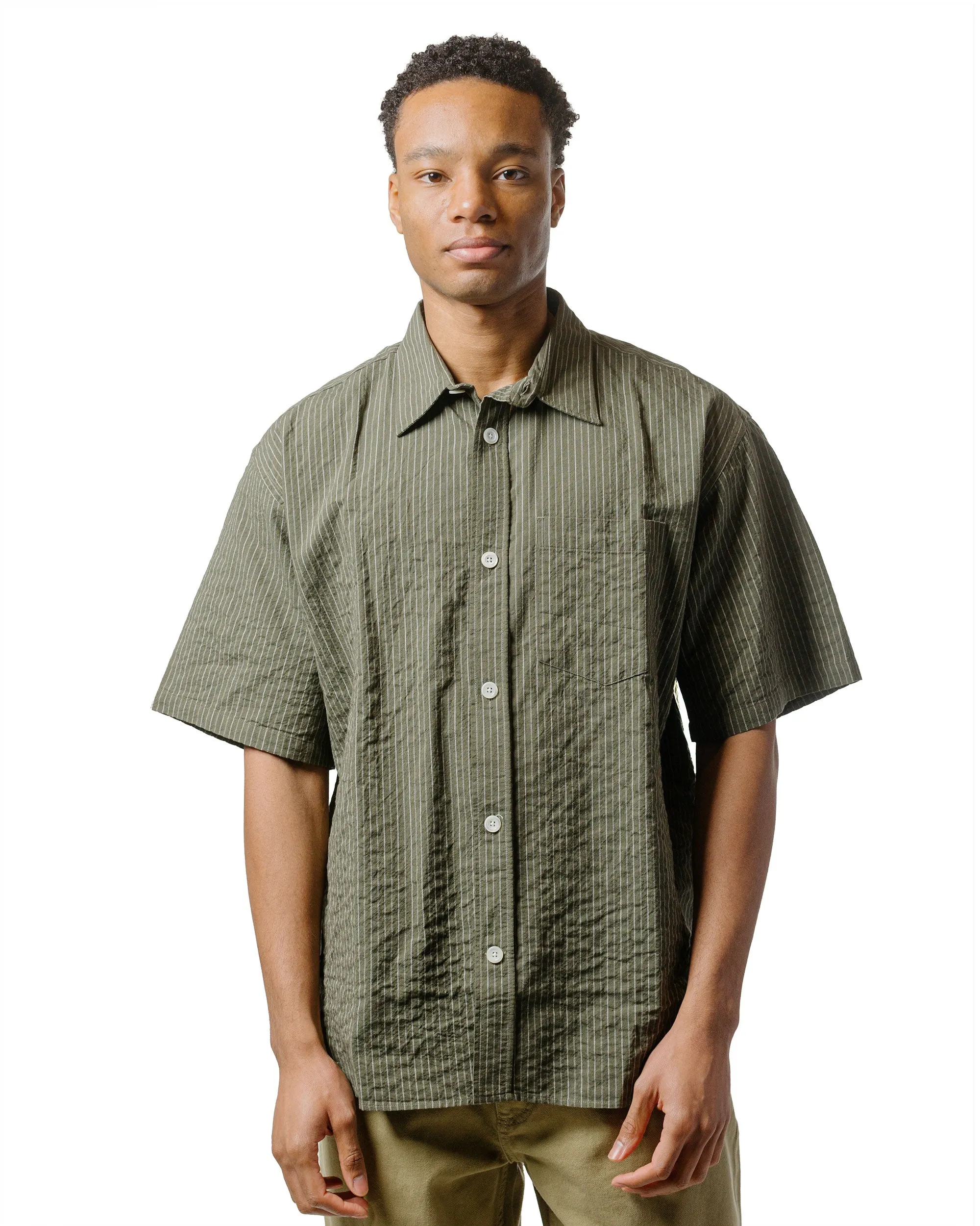 Norse Projects Ole Oversized Striped SS Shirt Moss Green sold by Lost & Found product image thumbnail 2