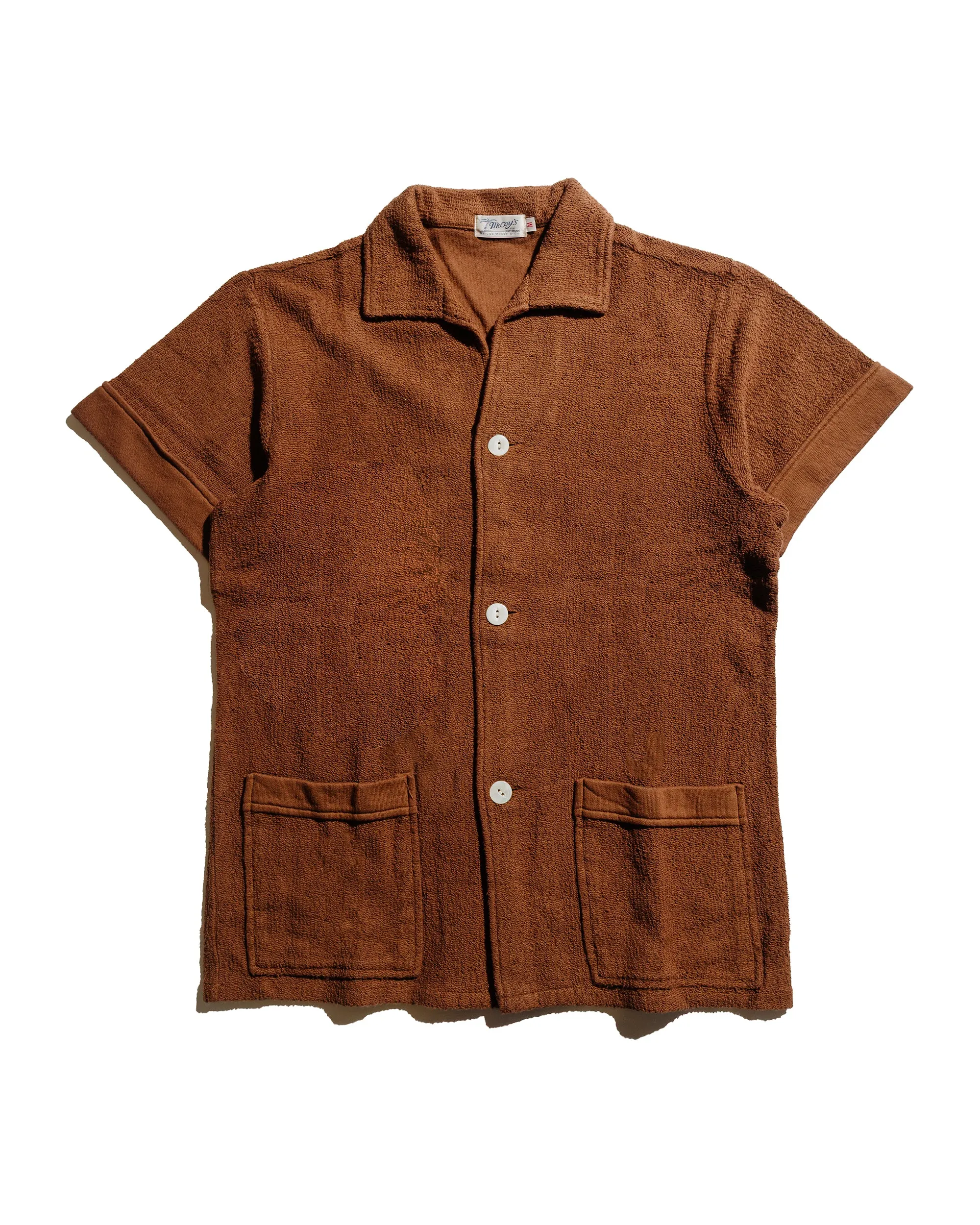 The Real McCoy's MC25001 Cotton Pile Beach Shirt Brown sold by Lost & Found