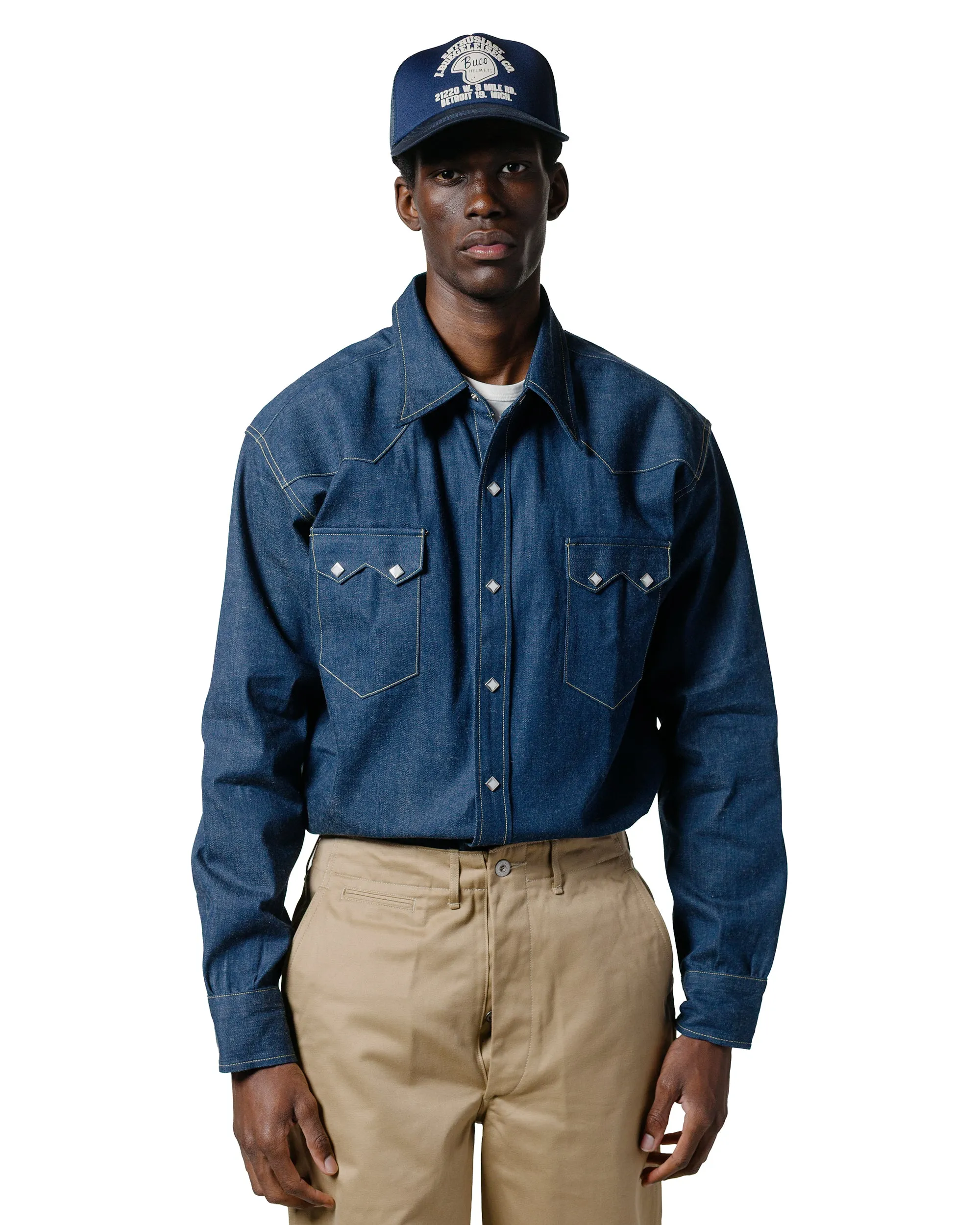 The Real McCoy's MS22003 Denim Western Shirt / Sawtooth Indigo sold by Lost & Found product image thumbnail 2
