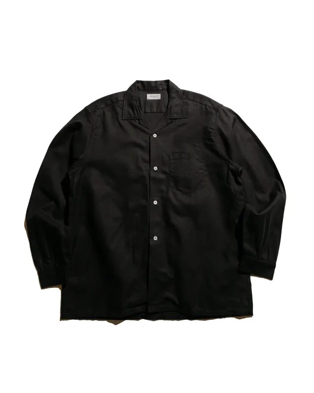 The Real McCoy's MS25010 Joe McCoy Panama Shirt L/S Black sold by Lost & Found