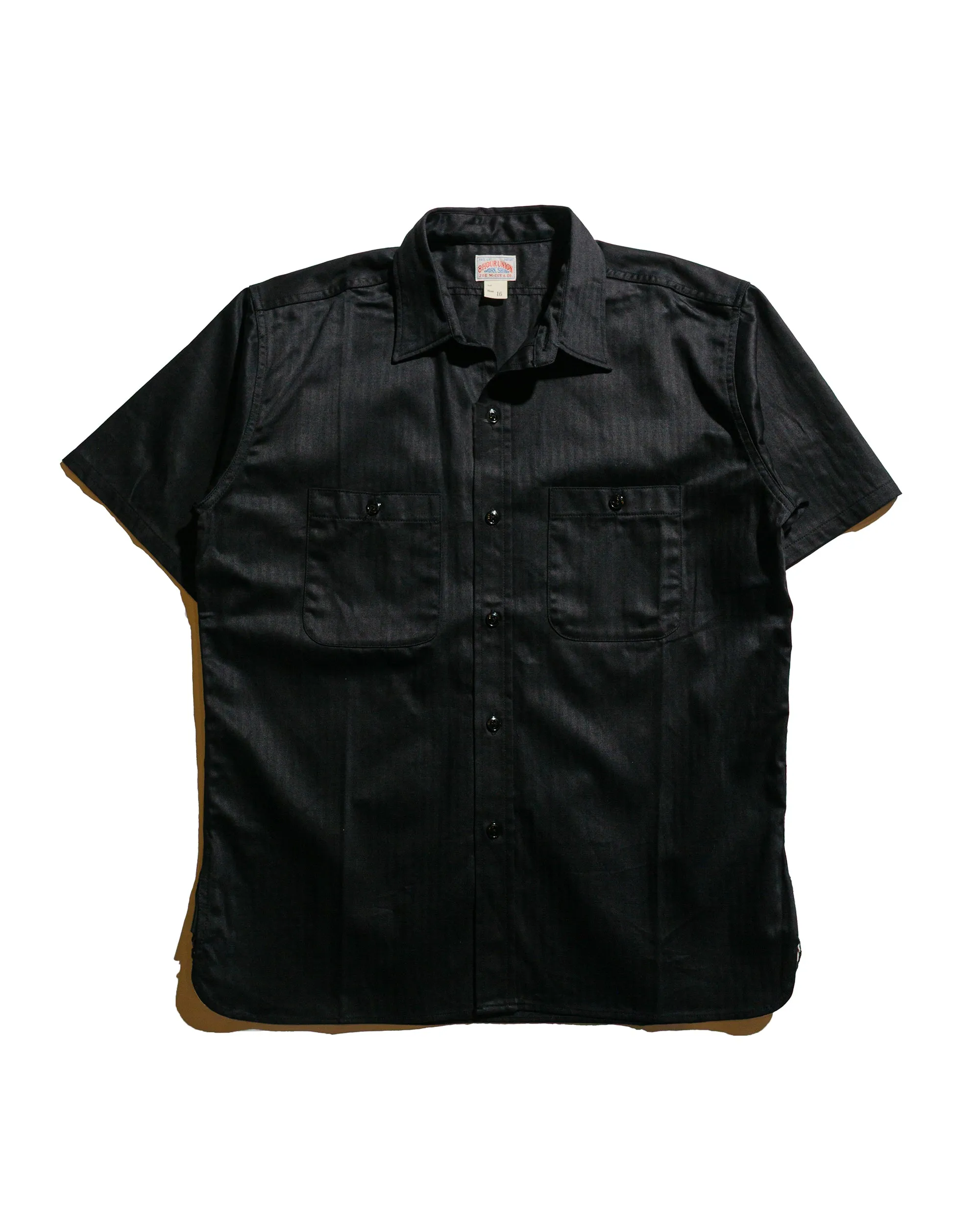 The Real McCoy's MS25013 8HU HBT Work Shirt S/S Black sold by Lost & Found