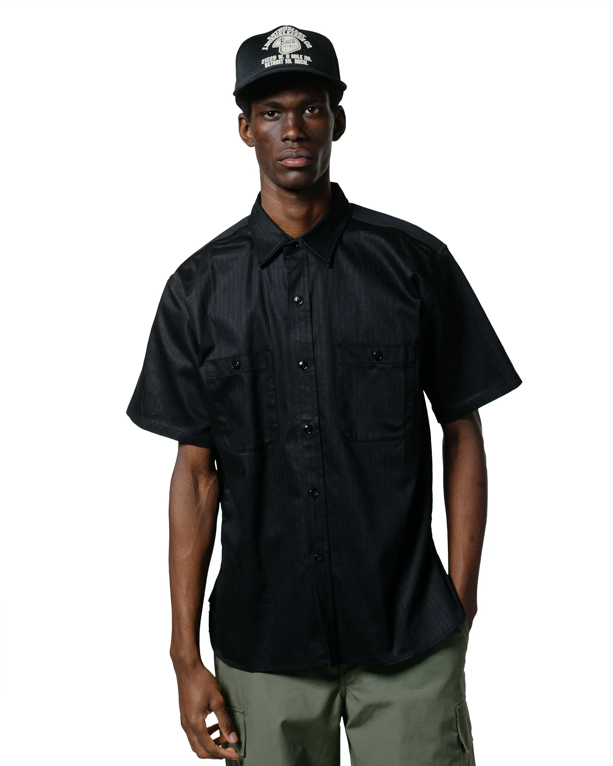 The Real McCoy's MS25013 8HU HBT Work Shirt S/S Black sold by Lost & Found product image thumbnail 2