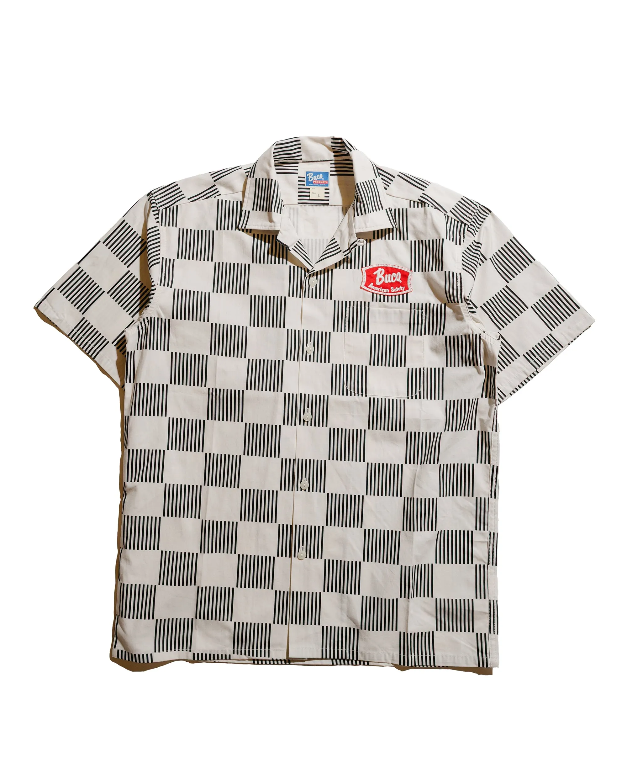 The Real McCoy's BS25002 Buco Striped-Checkered Shirt White/Black sold by Lost & Found