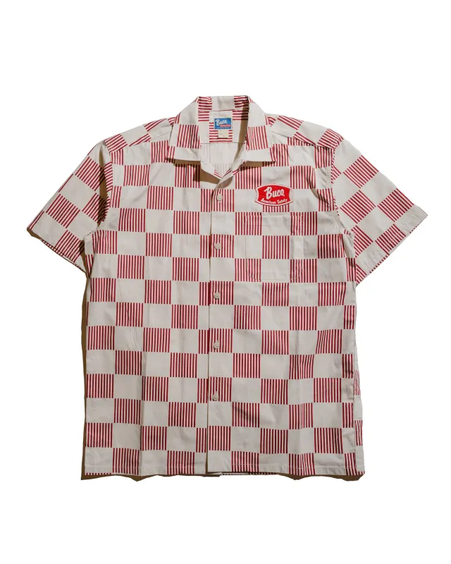 The Real McCoy's BS25002 Buco Striped-Checkered Shirt White/Red sold by Lost & Found