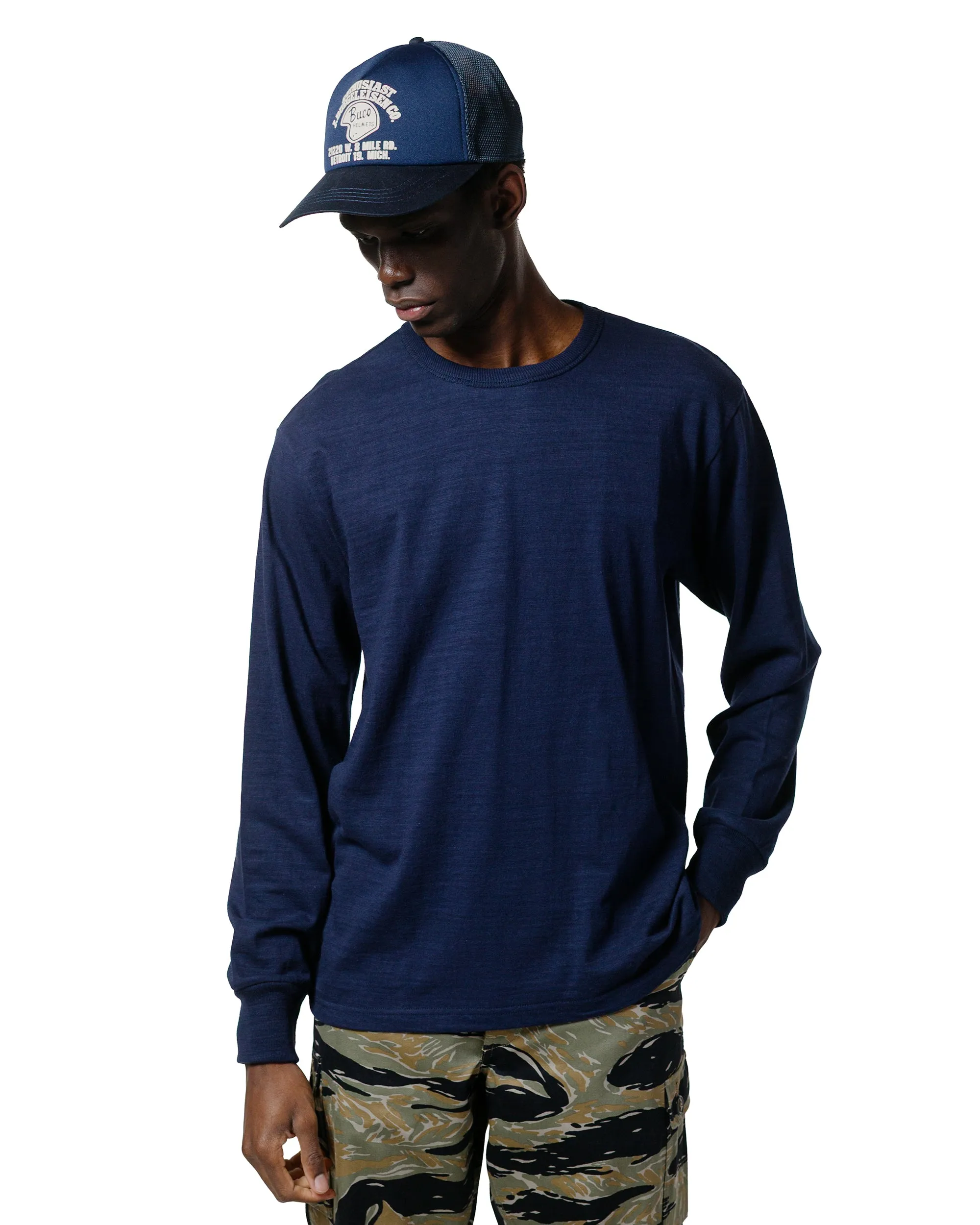 The Real McCoy's MC21109 Athletic L/S T-Shirt / Loop-Wheel Navy sold by Lost & Found product image thumbnail 2