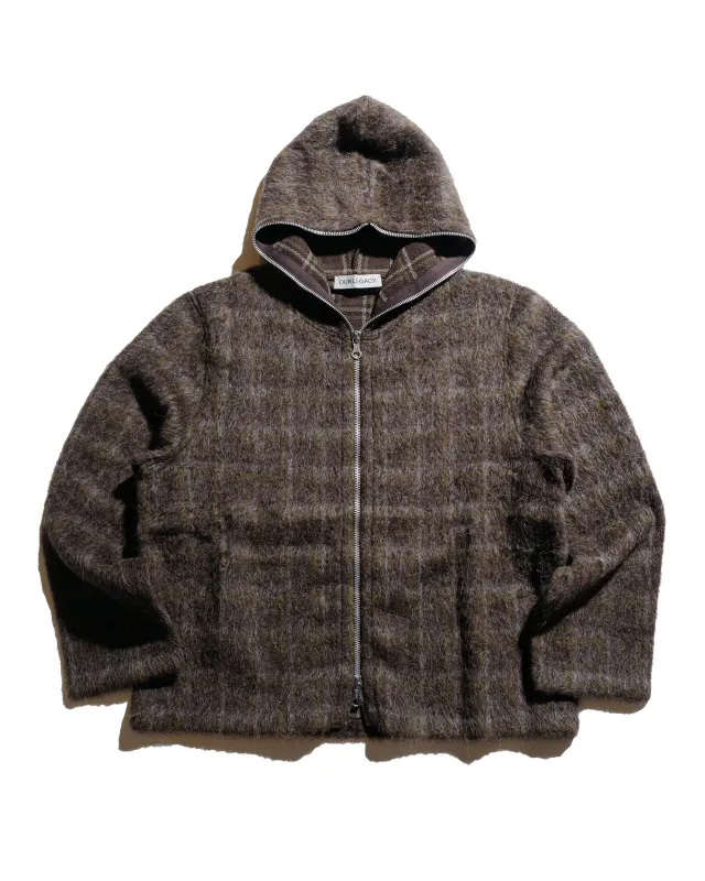 Our Legacy Full Zip Hood Dorf Check Hairy Wool sold by Lost & Found