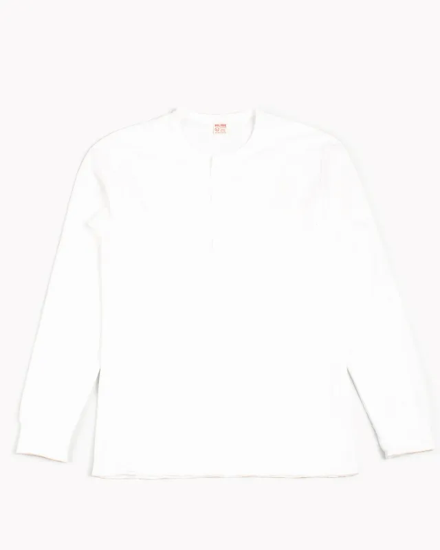 The Real McCoy's MC17117 Waffle Henley Shirt L/S White made by The Real McCoy's