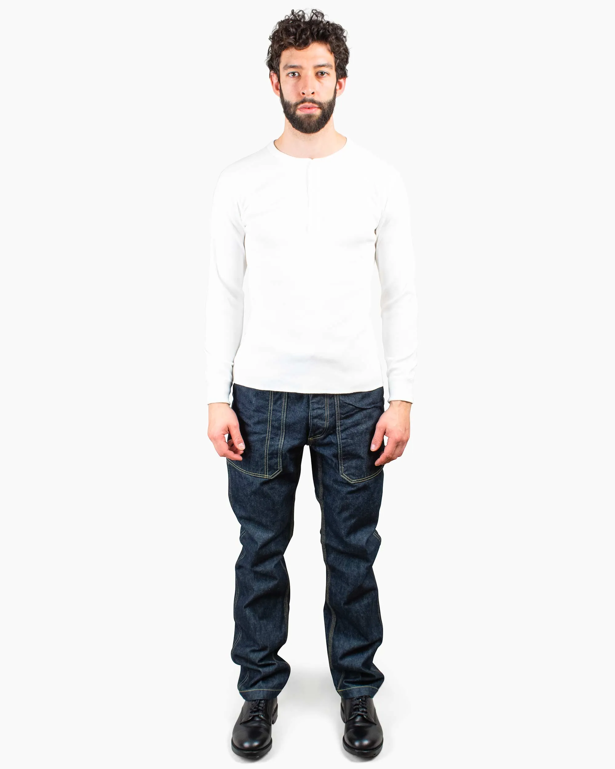 The Real McCoy's MC17117 Waffle Henley Shirt L/S White sold by Lost & Found product image thumbnail 2