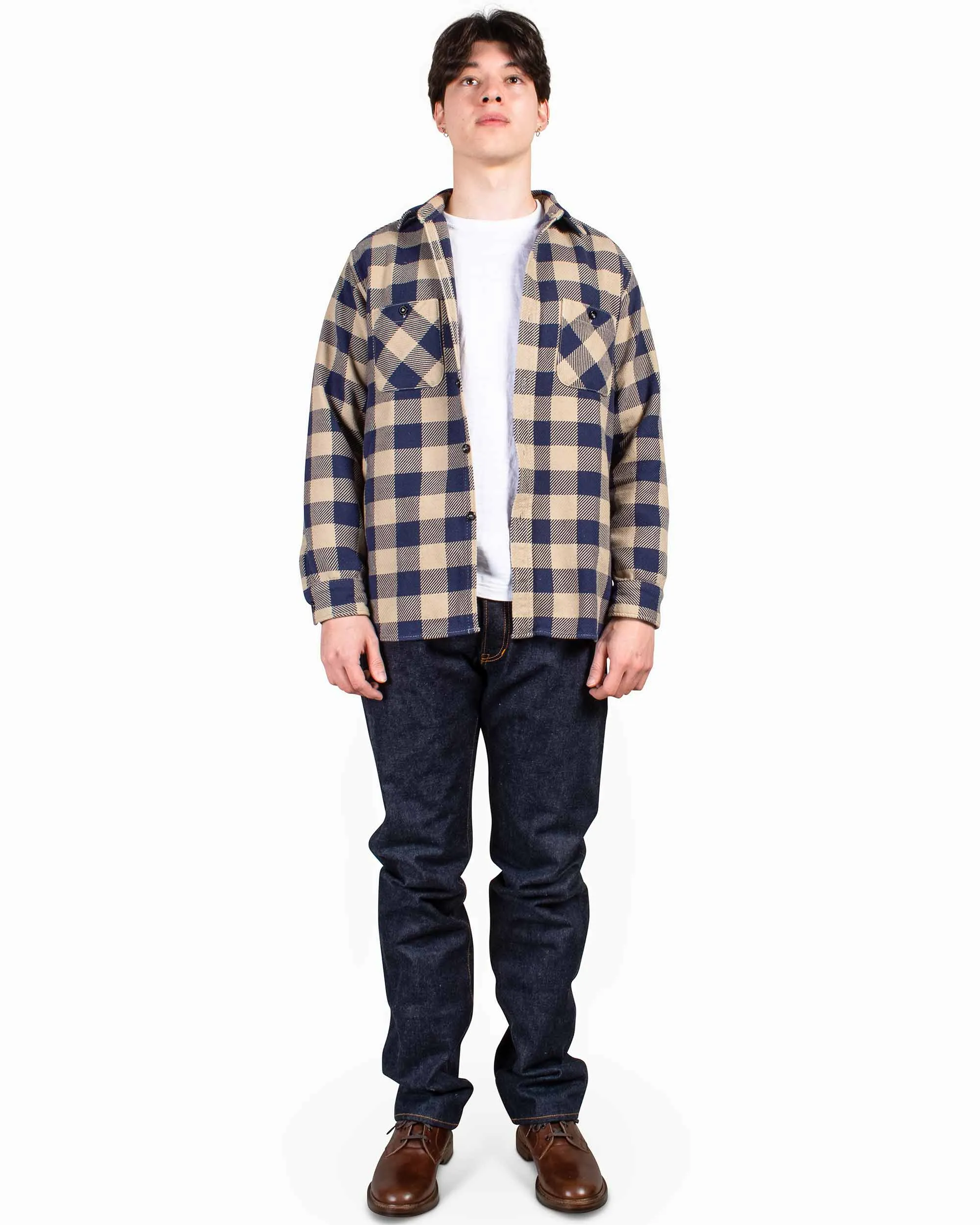 The Real McCoy's MS22104 8HU Buffalo Check Flannel Shirt Beige/Blue sold by Lost & Found product image thumbnail 2