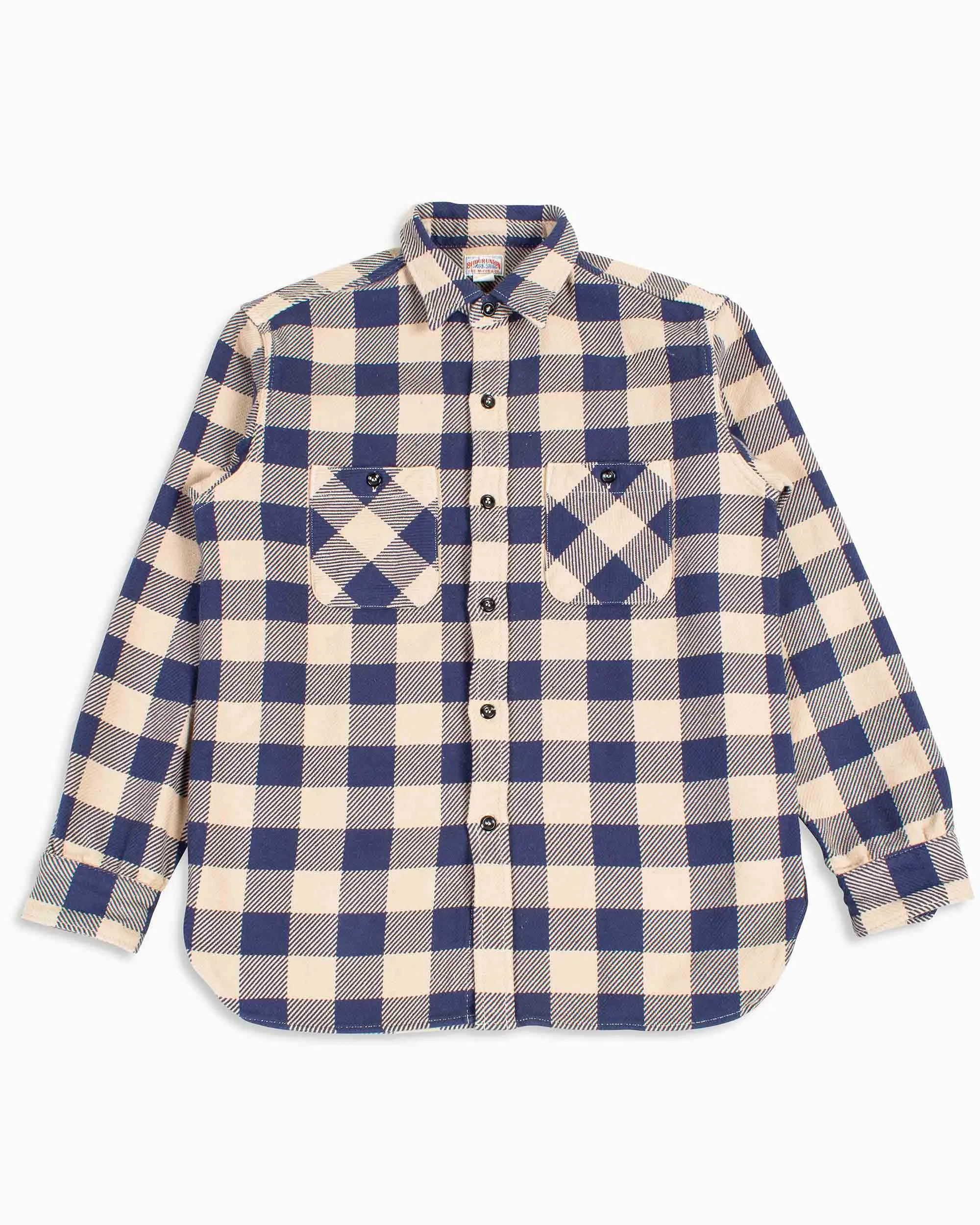 The Real McCoy's MS22104 8HU Buffalo Check Flannel Shirt Beige/Blue sold by Lost & Found