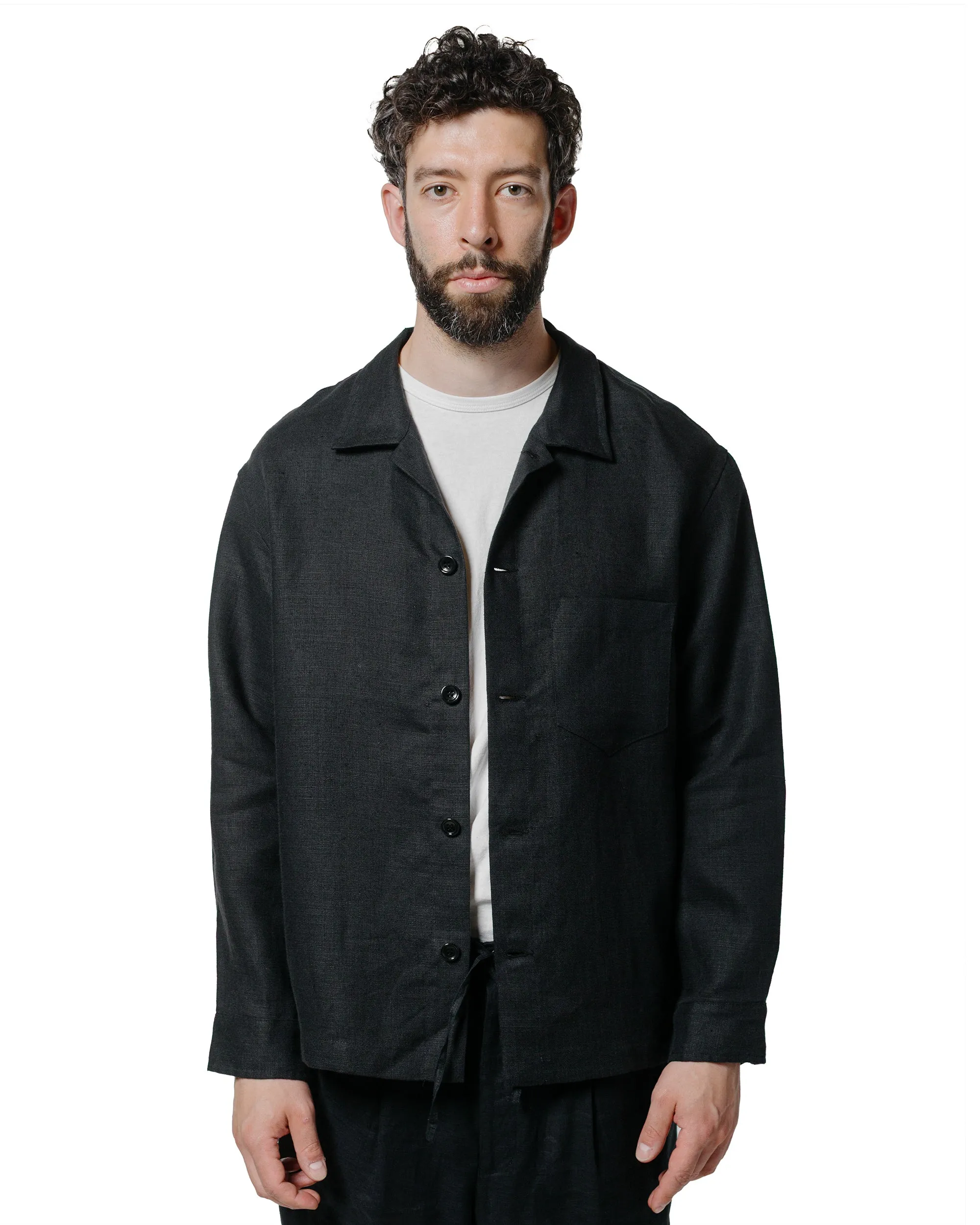 James Coward Travail Shirt Black Welterweight Linen sold by Lost & Found product image thumbnail 2