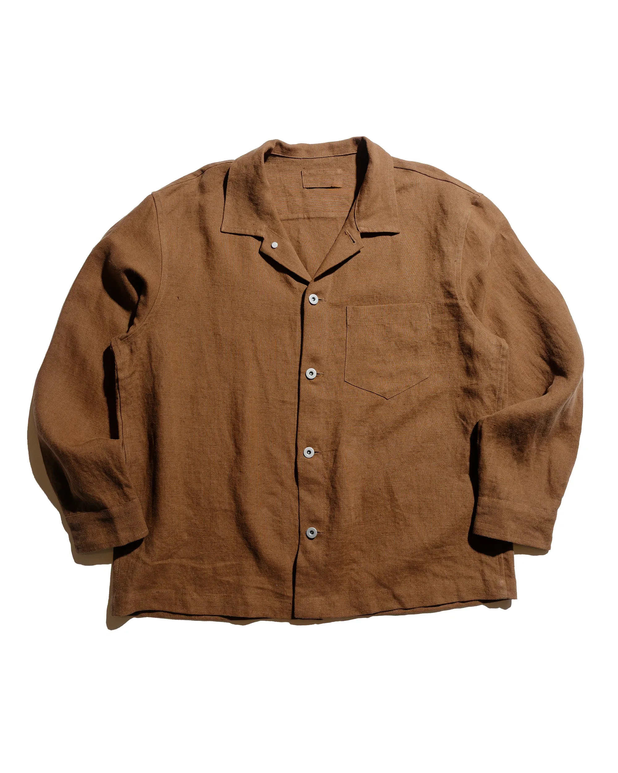 James Coward Travail Shirt Corsica Brown Welterweight Linen sold by Lost & Found