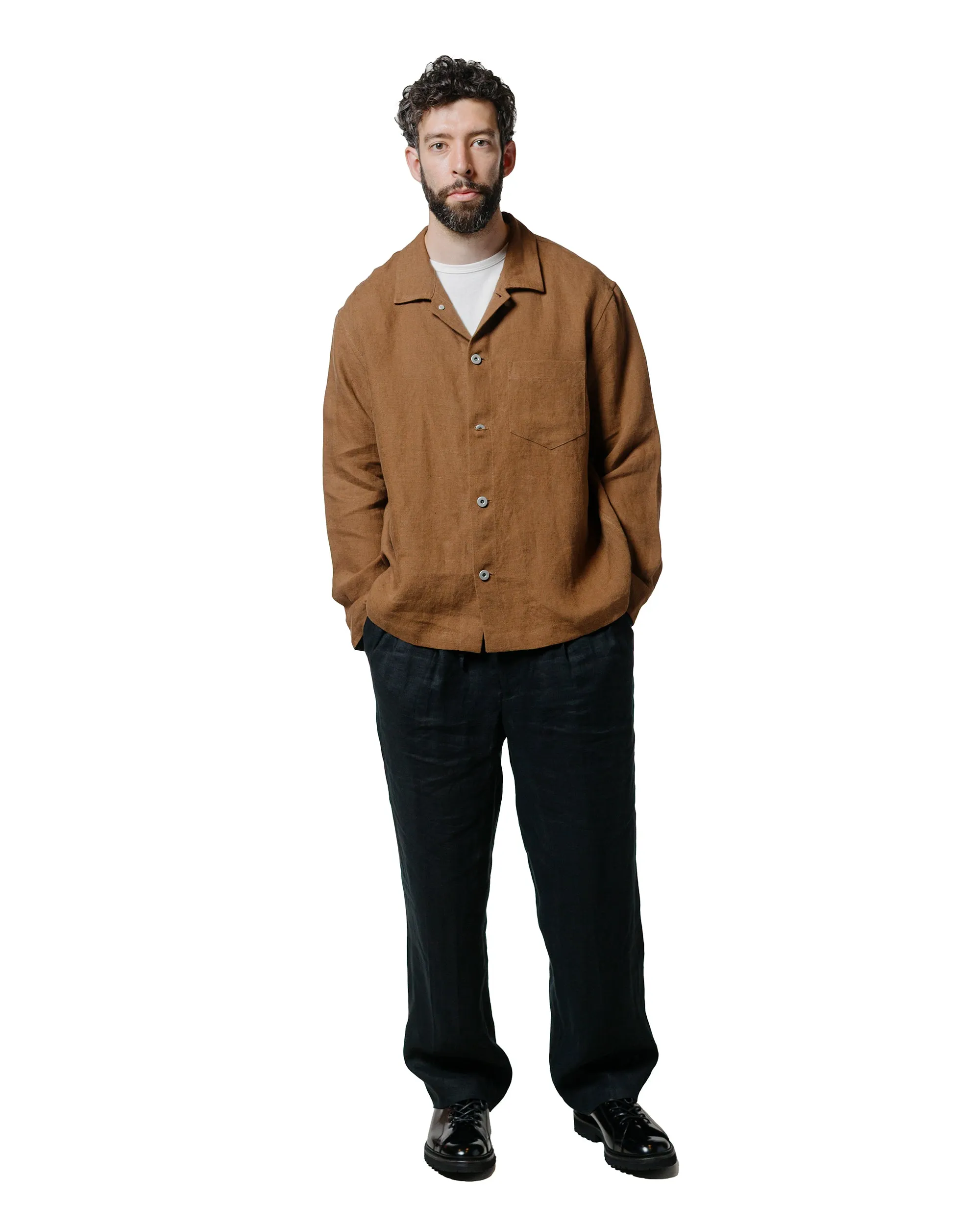 James Coward Travail Shirt Corsica Brown Welterweight Linen sold by Lost & Found product image thumbnail 4