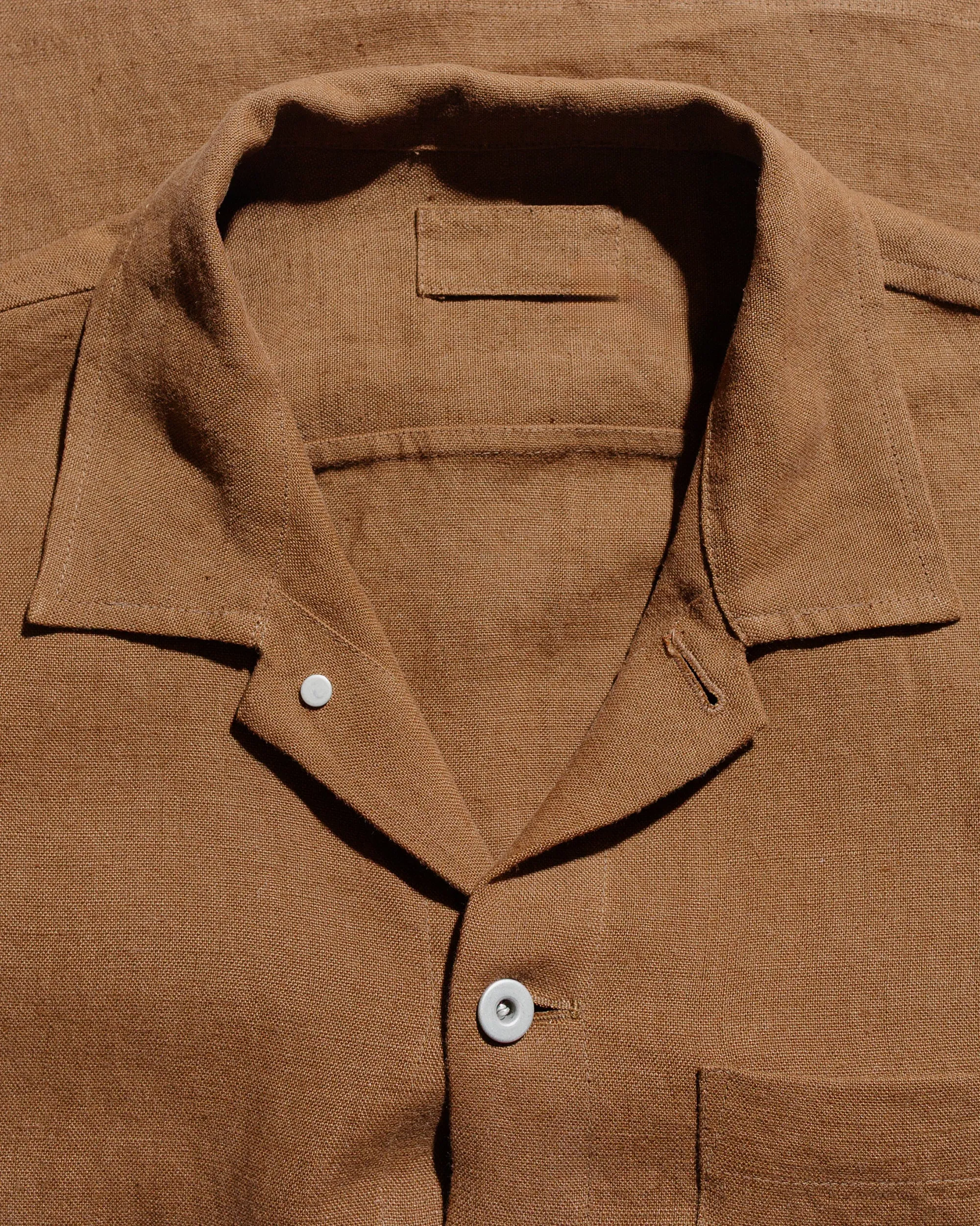 James Coward Travail Shirt Corsica Brown Welterweight Linen sold by Lost & Found product image thumbnail 5