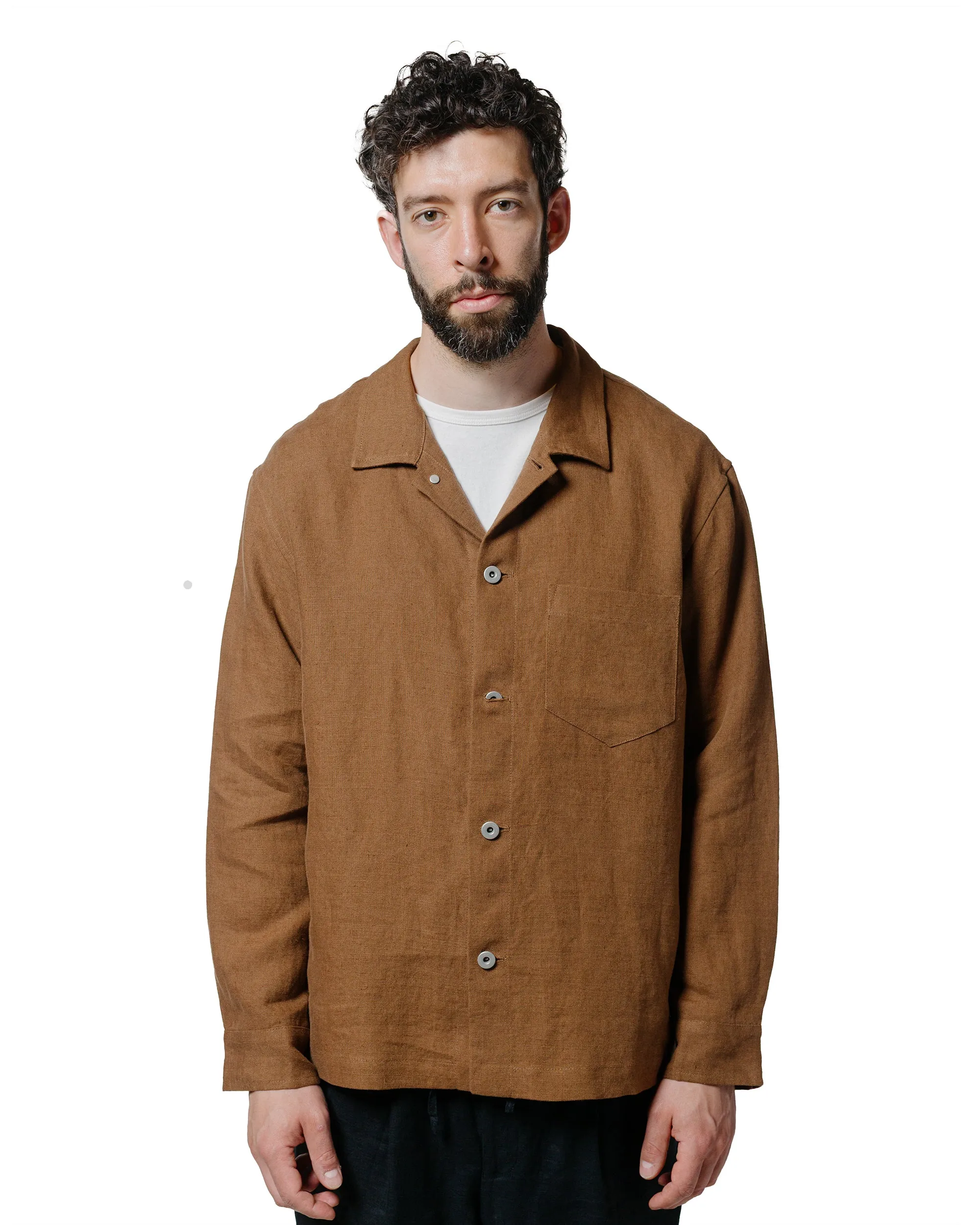 James Coward Travail Shirt Corsica Brown Welterweight Linen sold by Lost & Found product image thumbnail 2
