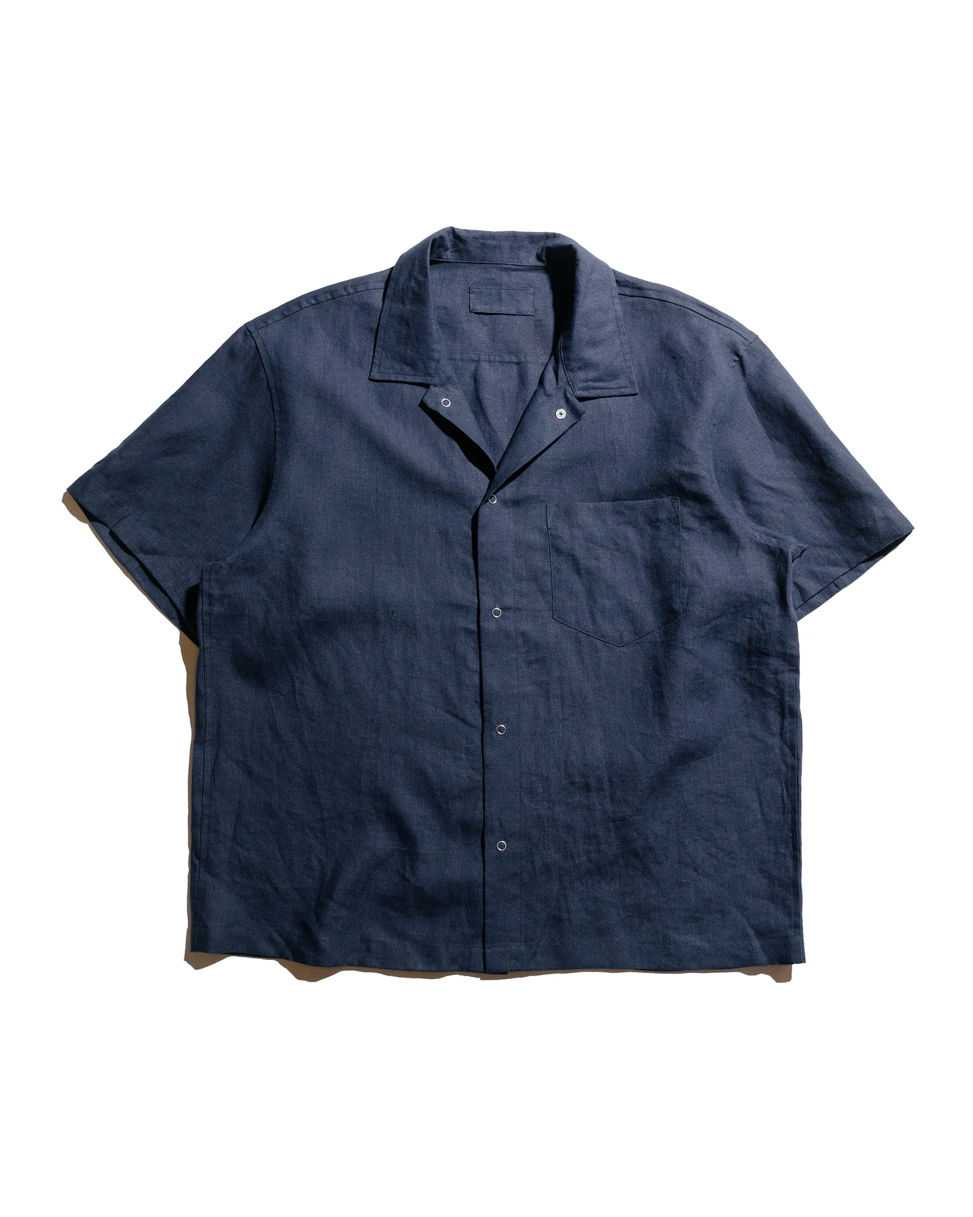 James Coward Sundown Shirt Navy Welterweight Linen sold by Lost & Found