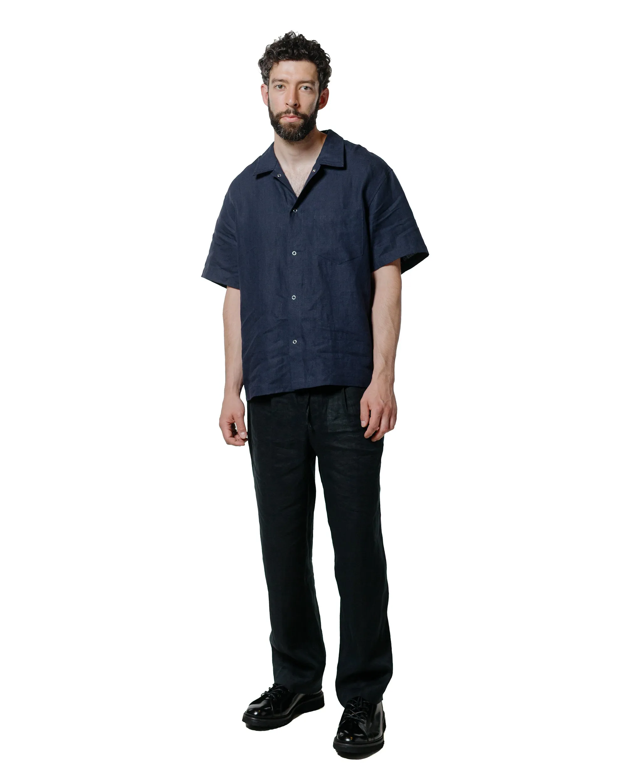James Coward Sundown Shirt Navy Welterweight Linen sold by Lost & Found product image thumbnail 4