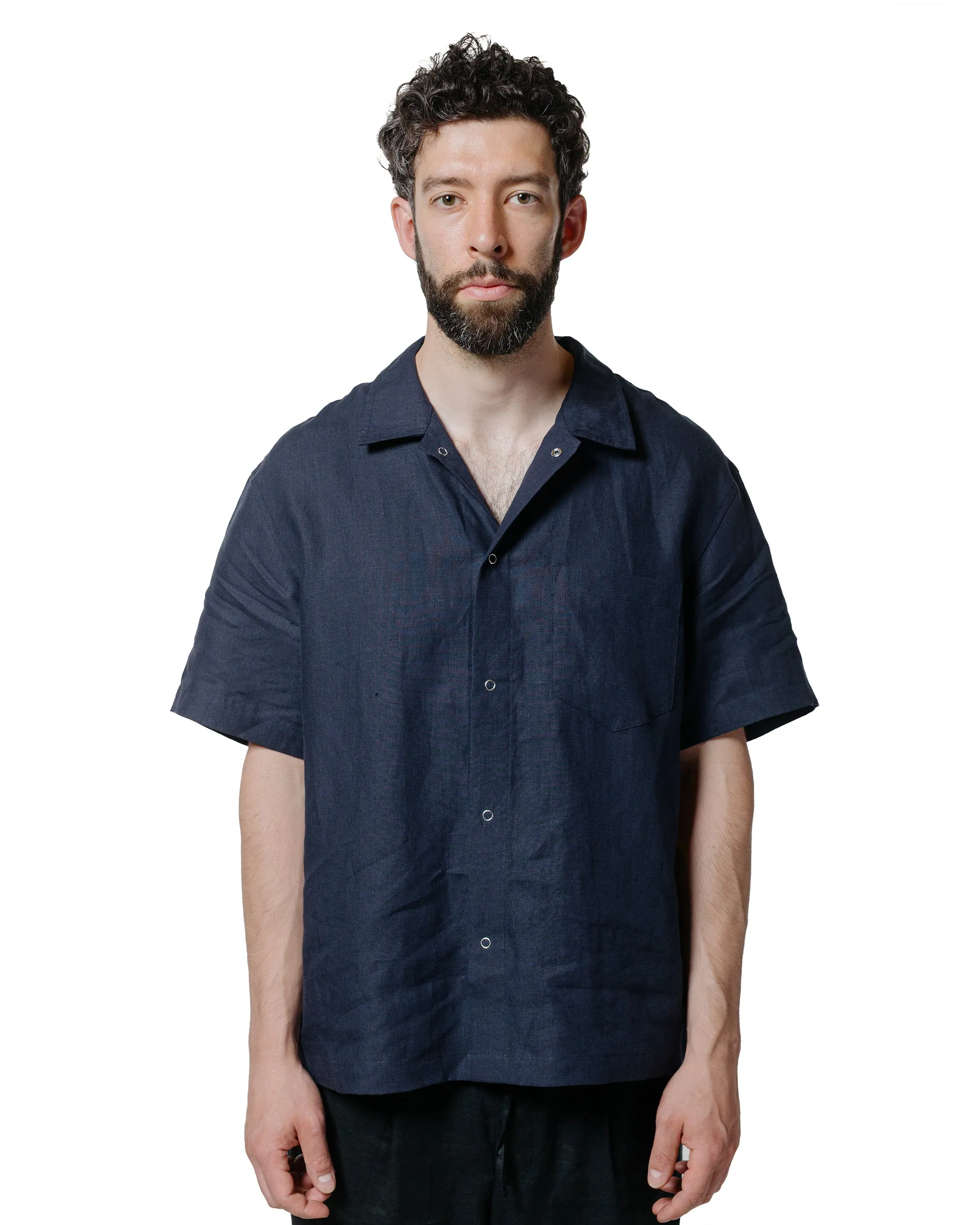 James Coward Sundown Shirt Navy Welterweight Linen sold by Lost & Found product image thumbnail 2