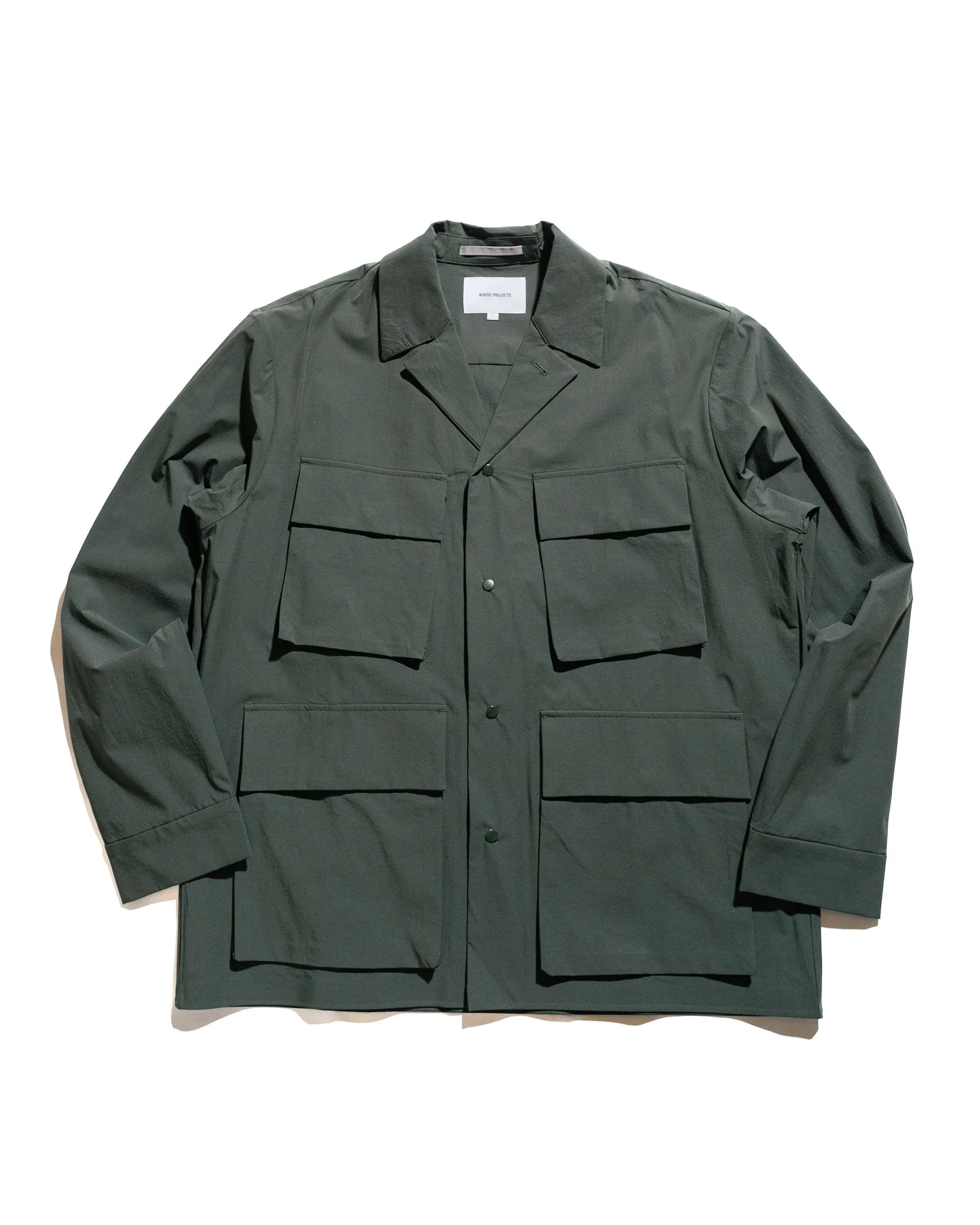 Norse Projects Mads Travel Light Overshirt Black Olive sold by Lost & Found