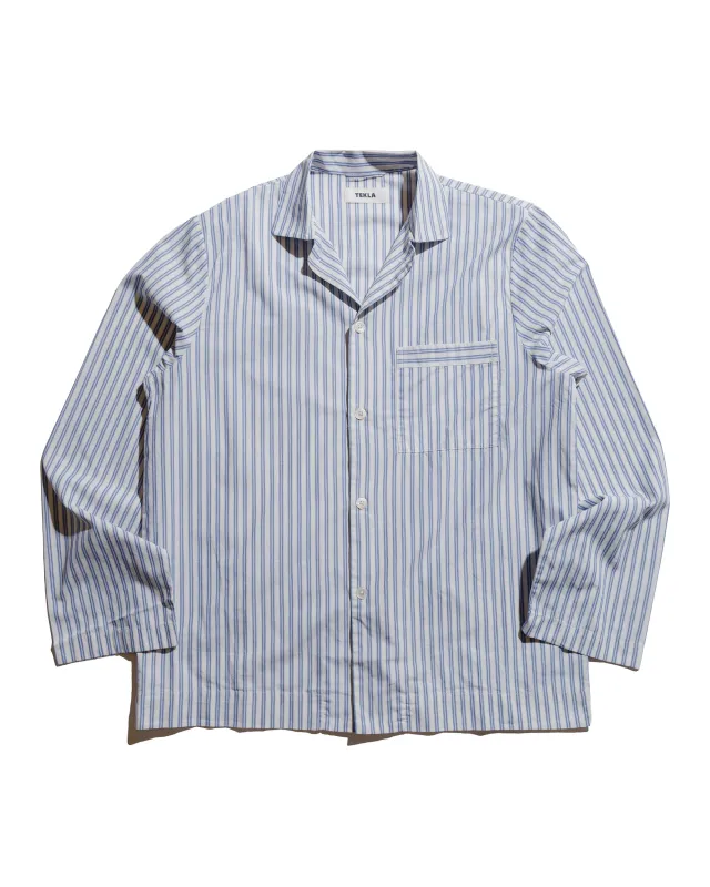 Tekla Poplin Pyjama Shirt Skagen Stripes sold by Lost & Found