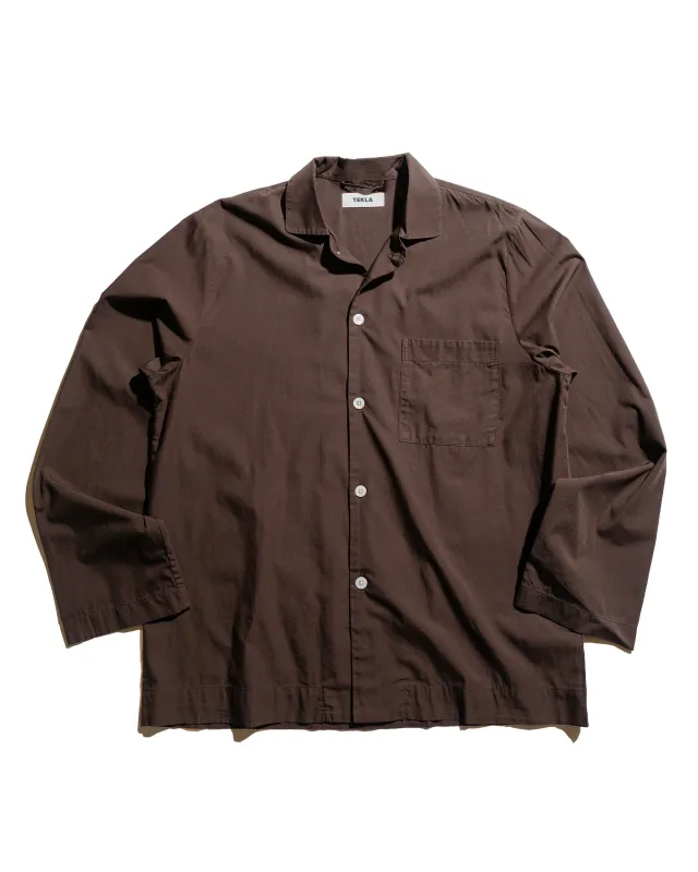 Tekla Poplin Pyjama Shirt Coffee sold by Lost & Found