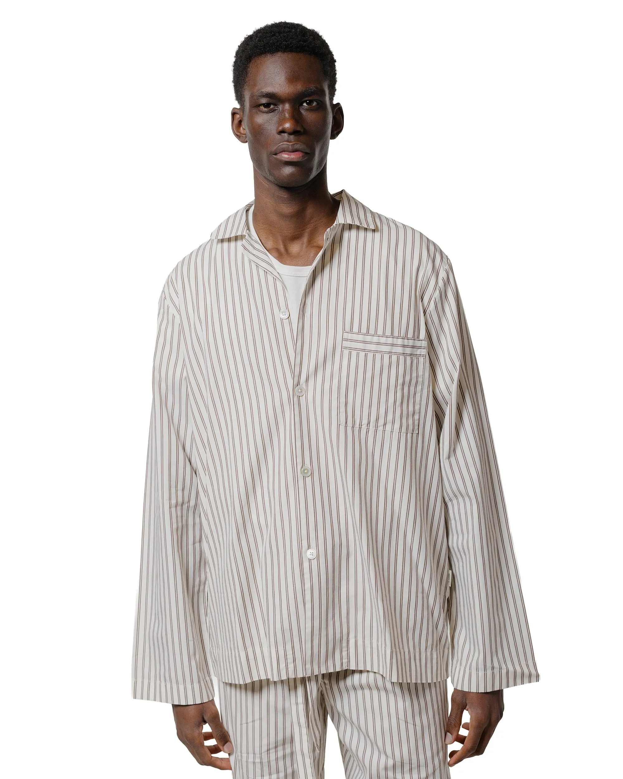 Tekla Poplin Pyjama Shirt Hopper Stripes sold by Lost & Found product image thumbnail 2