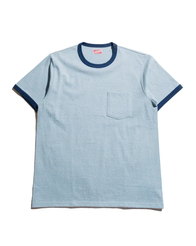The Real McCoy's MC25014 Pocket Tee / Heather Color, Ringer Blue sold by Lost & Found