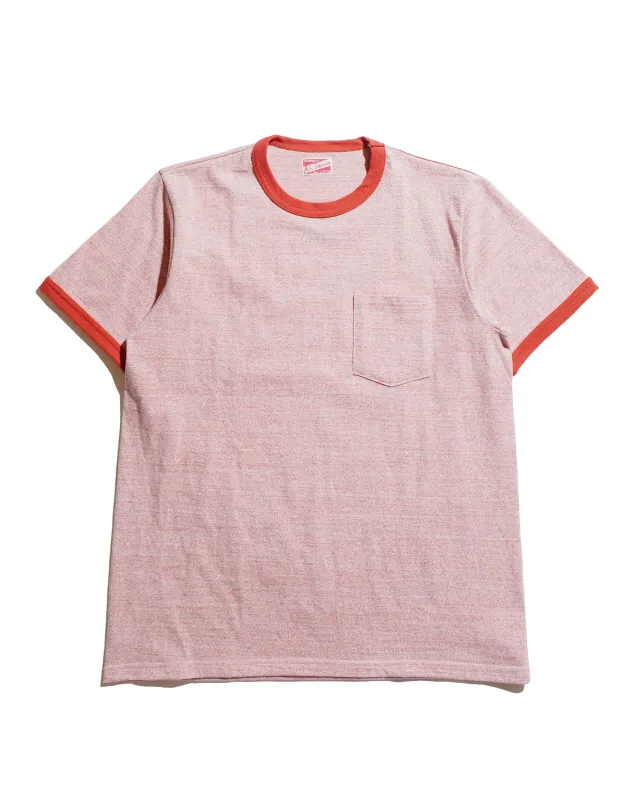 The Real McCoy's MC25014 Pocket Tee / Heather Color, Ringer Red sold by Lost & Found