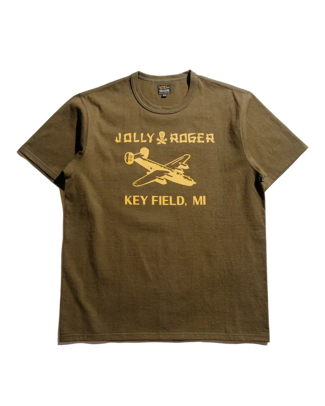The Real McCoy's MC25003 Military Tee / Jolly Roger, Key Field Olive sold by Lost & Found