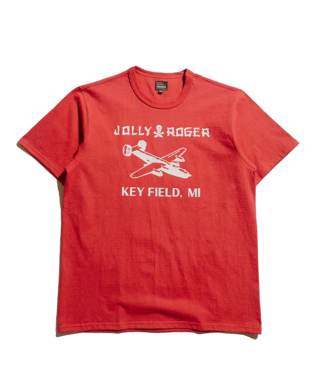 The Real McCoy's MC25003 Military Tee / Jolly Roger, Key Field Cherry sold by Lost & Found