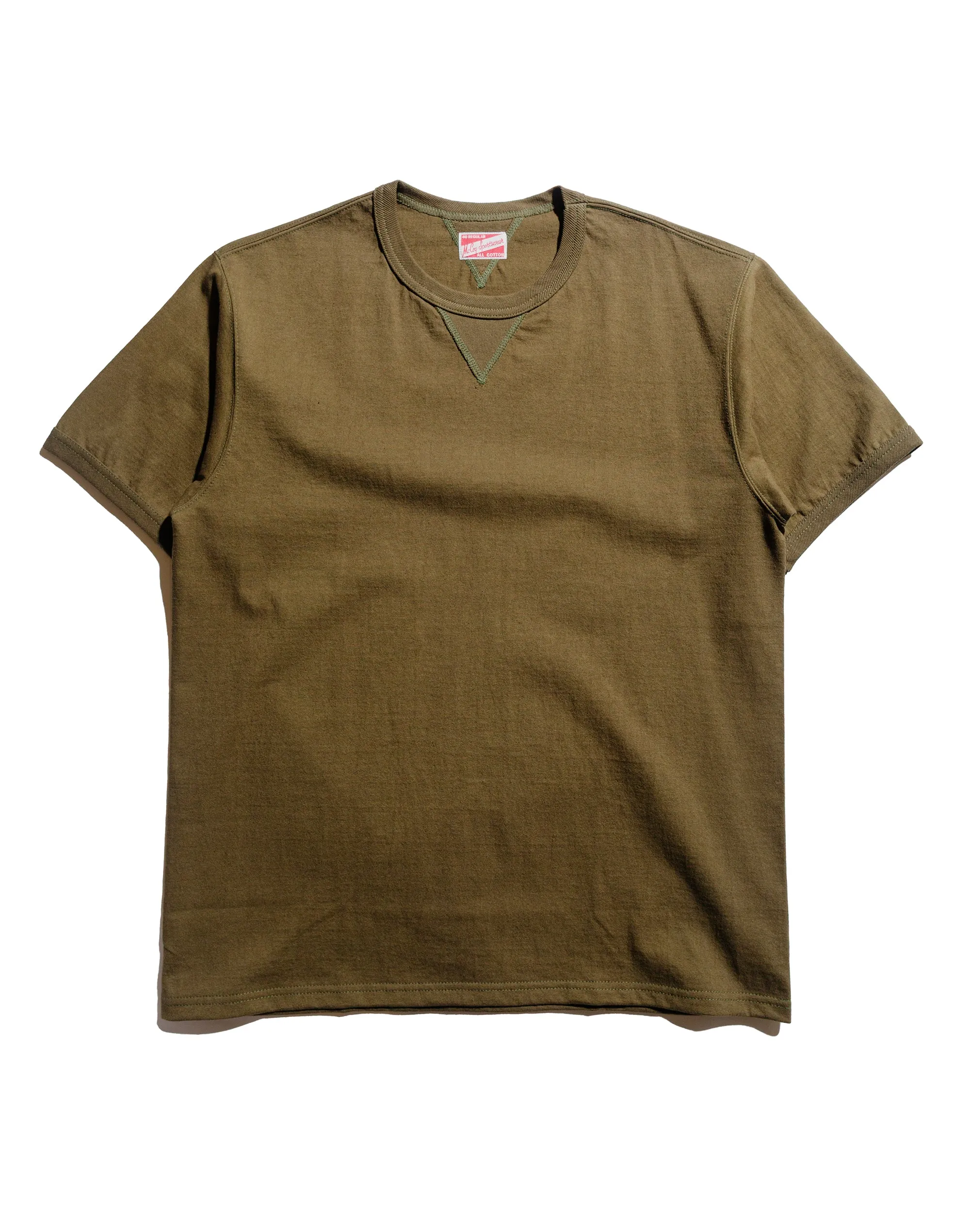 The Real McCoy's MC23020 Gusset Tee Olive sold by Lost & Found