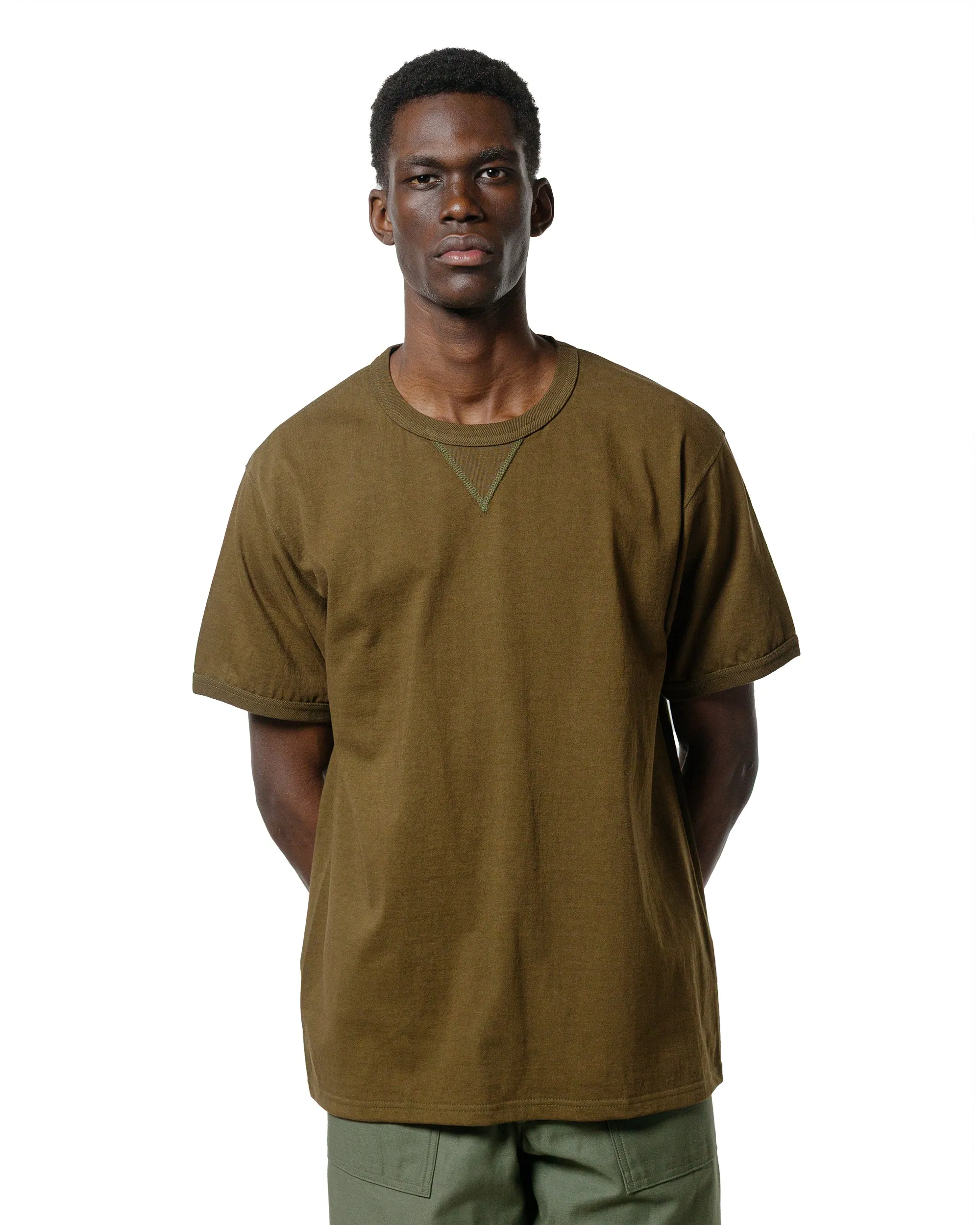 The Real McCoy's MC23020 Gusset Tee Olive sold by Lost & Found product image thumbnail 2