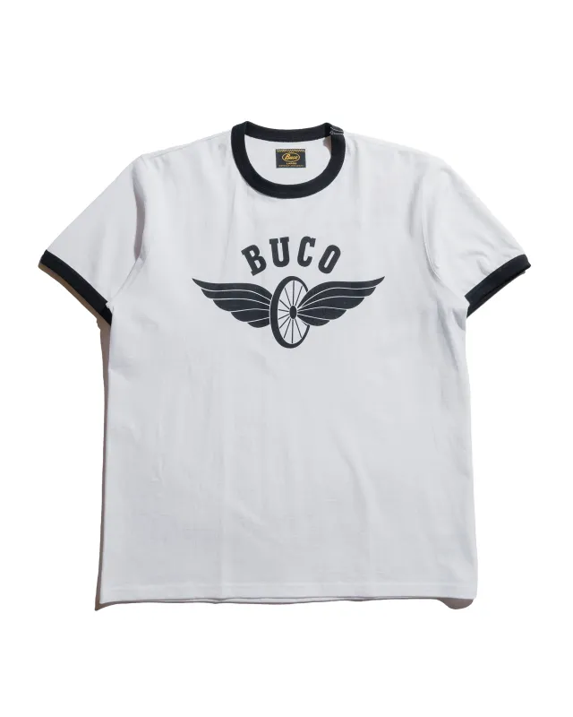 The Real McCoy's BC25004 Buco Tee / Flying Wheel White/Black sold by Lost & Found