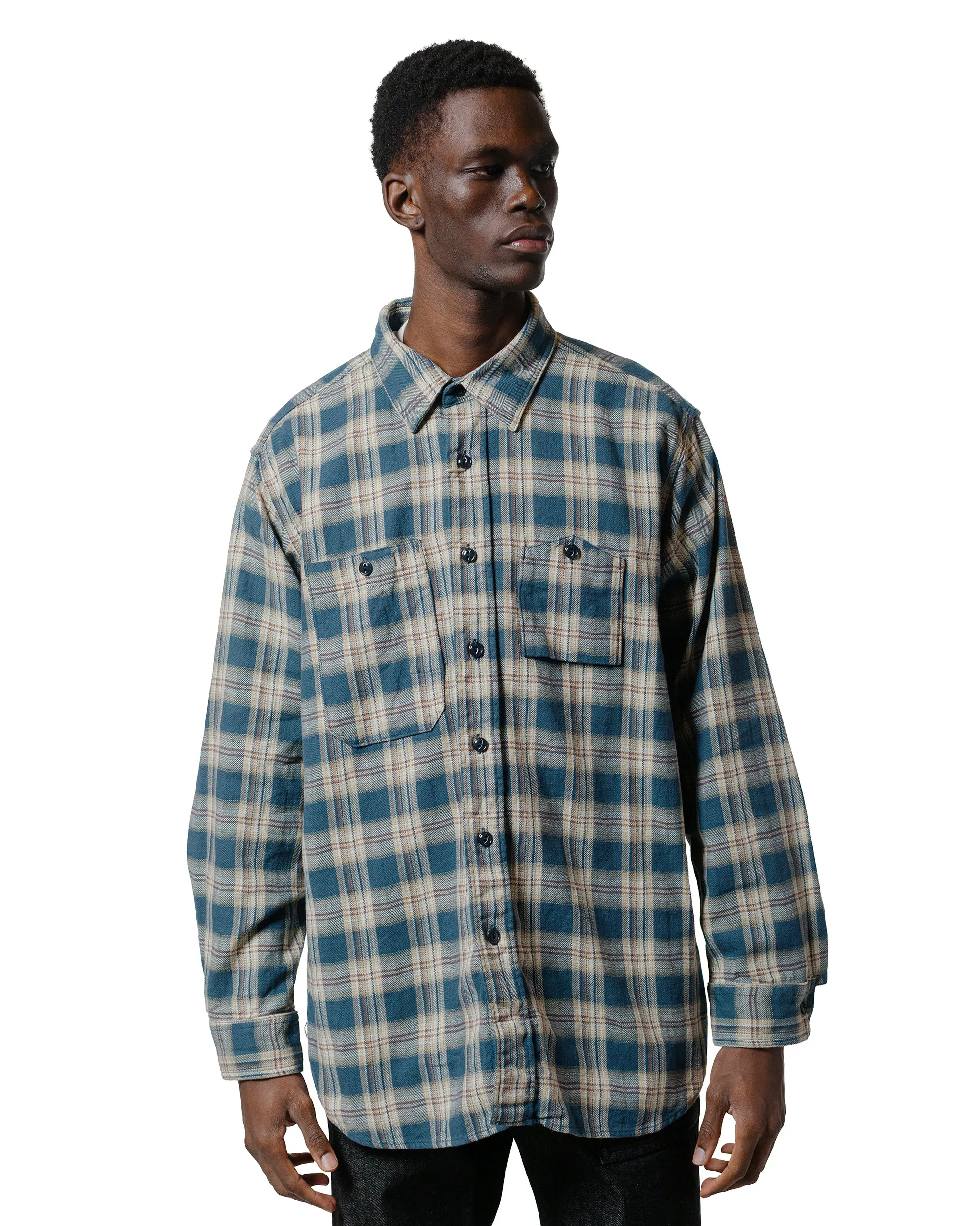 Engineered Garments Work Shirt Navy Cotton Plaid Jacquard sold by Lost & Found product image thumbnail 2