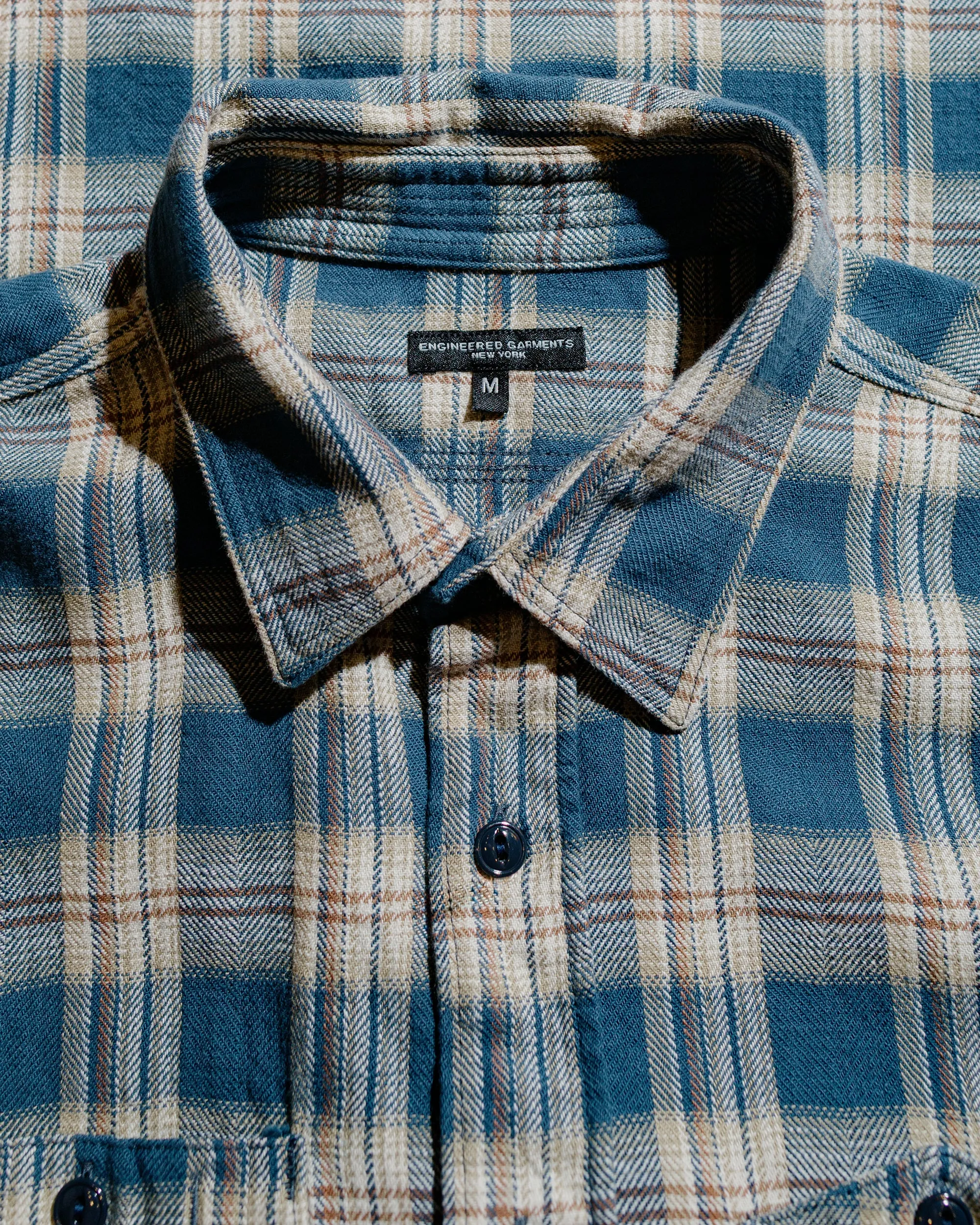 Engineered Garments Work Shirt Navy Cotton Plaid Jacquard sold by Lost & Found product image thumbnail 5