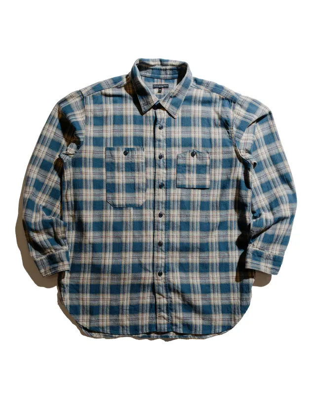 Engineered Garments Work Shirt Navy Cotton Plaid Jacquard sold by Lost & Found