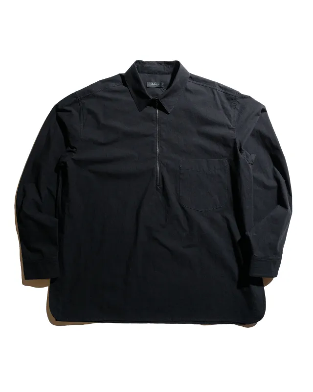Wanze Half Zip Shirt Typewriter Cotton Black made by Lost & Found