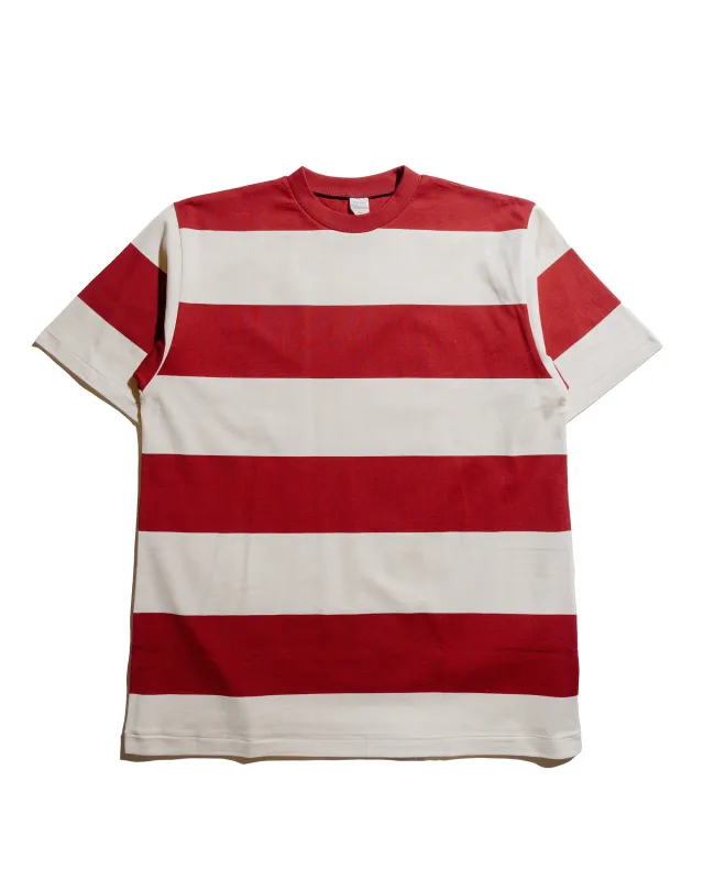 Warehouse Lot. 4108 S/S 4in Border T Bordeaux/Kinari made by Warehouse