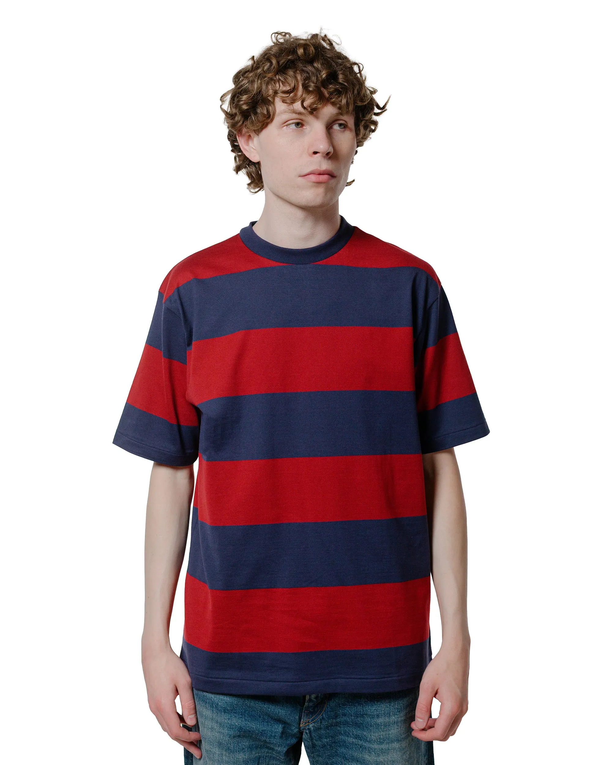 Warehouse Lot. 4108 S/S 4in Border Tee Navy/Bordeaux sold by Lost & Found product image thumbnail 2