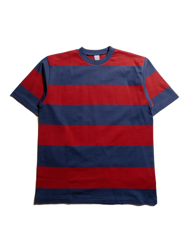 Warehouse Lot. 4108 S/S 4in Border Tee Navy/Bordeaux sold by Lost & Found