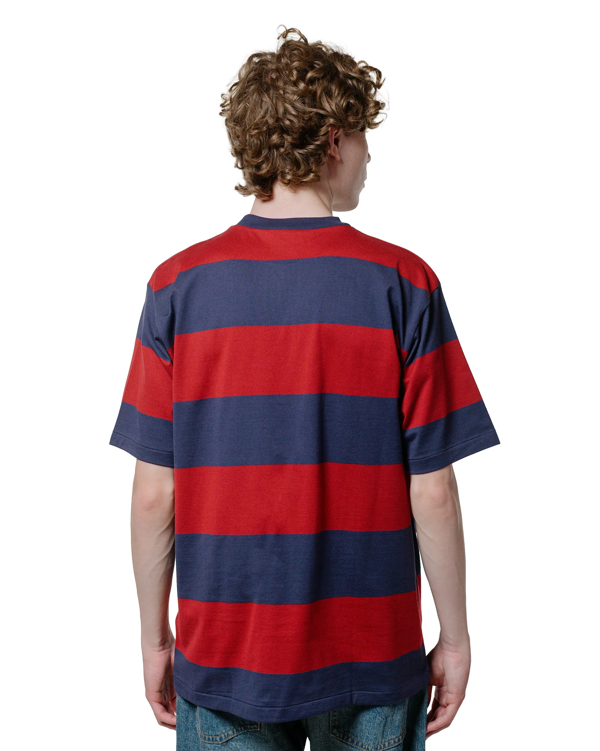 Warehouse Lot. 4108 S/S 4in Border Tee Navy/Bordeaux sold by Lost & Found product image thumbnail 3