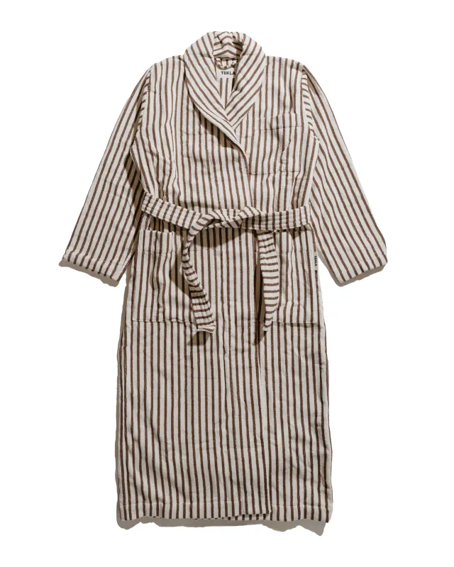 Tekla Terry Classic Bathrobe Kodiak Stripes sold by Lost & Found