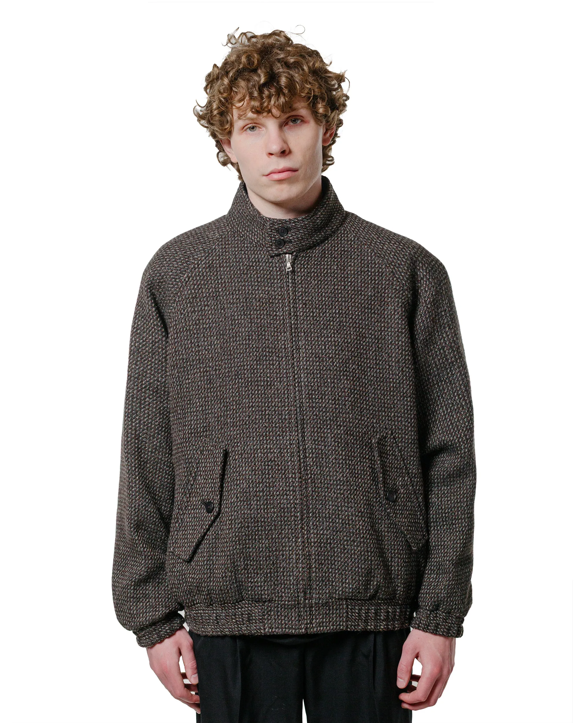 Auralee Wool Silk Tweed Zip Blouson Gray Brown Hairline sold by Lost & Found product image thumbnail 2