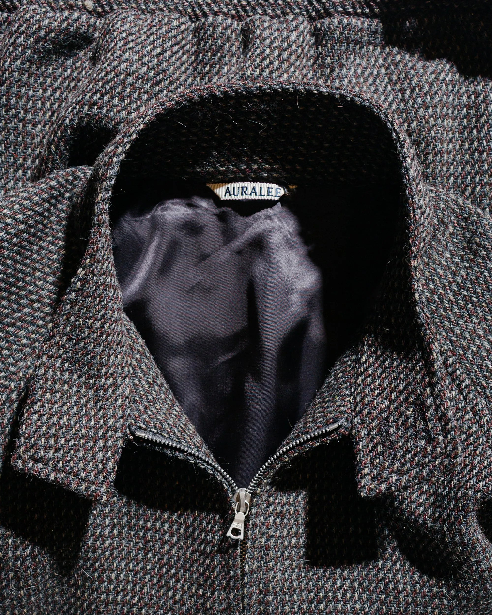 Auralee Wool Silk Tweed Zip Blouson Gray Brown Hairline sold by Lost & Found product image thumbnail 5