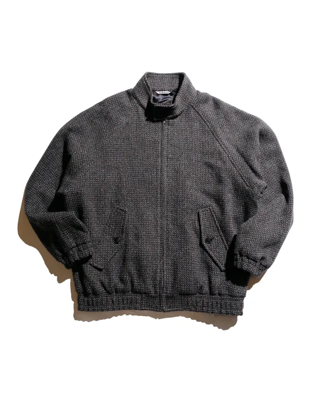 Auralee Wool Silk Tweed Zip Blouson Gray Brown Hairline sold by Lost & Found